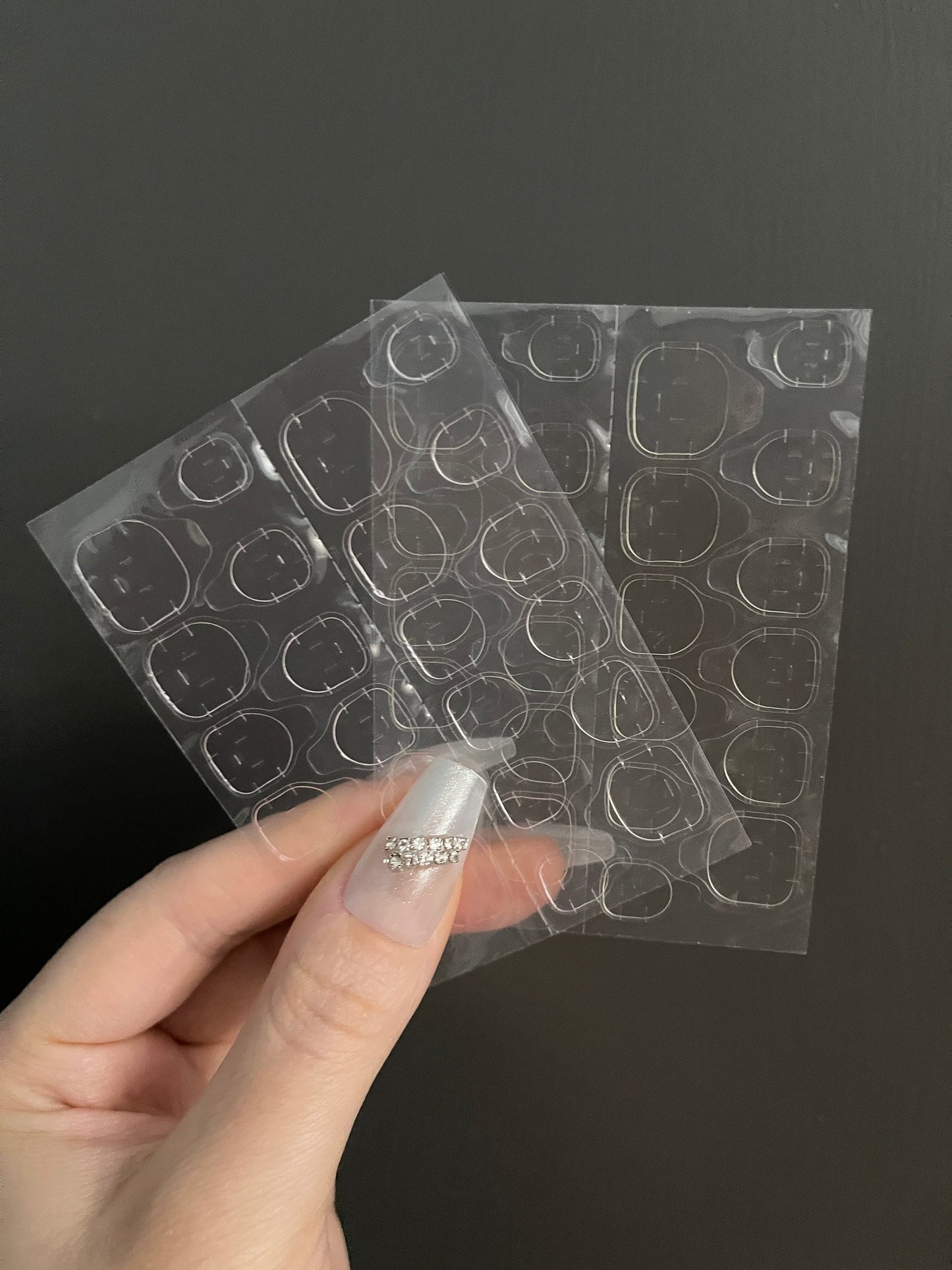 Super Strong Adhesive Tabs for Press On Nails, 1 Sheet 24 Tabs, Double Sided Nail Stickers, Available in Pink and Yellow.
