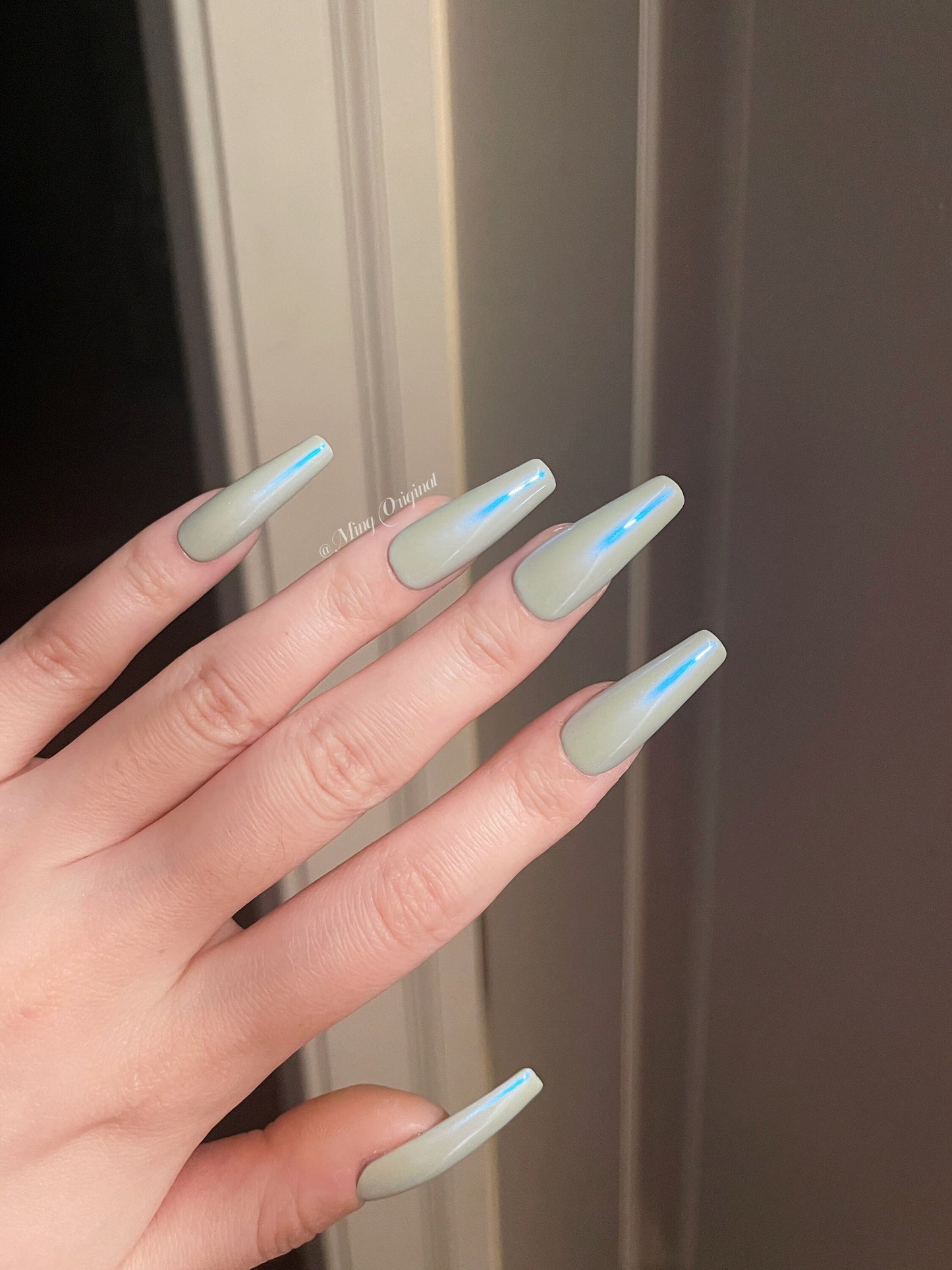 Blue Polar Light Chameleon Laser Shimmer nail, Aurora Holographic Acrylic&press on nail, Chrome mermaid Nail, Moonlight nail