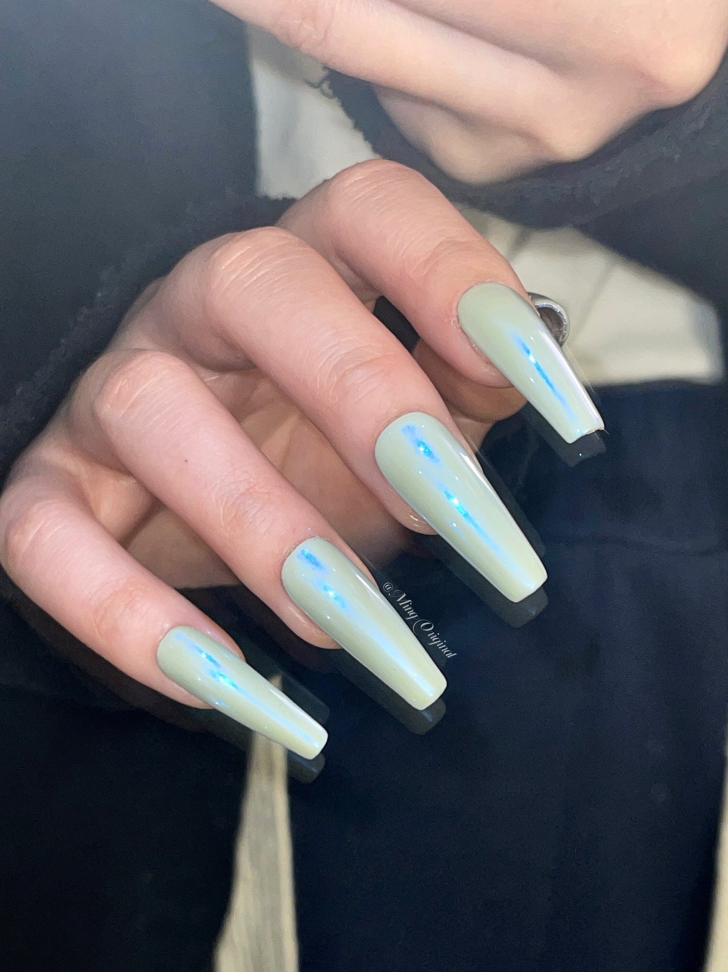 Blue Polar Light Chameleon Laser Shimmer nail, Aurora Holographic Acrylic&press on nail, Chrome mermaid Nail, Moonlight nail