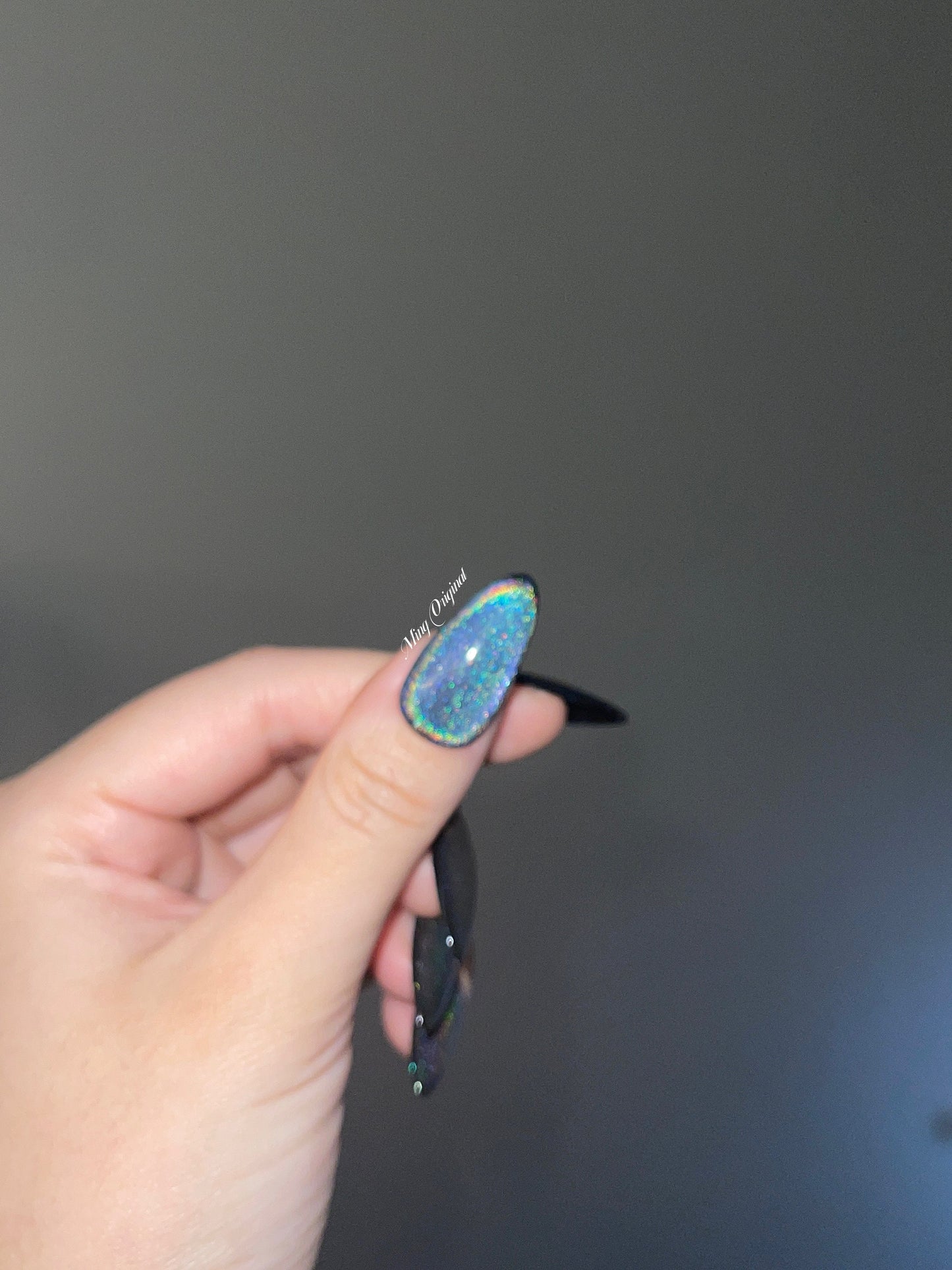 Black Rainbow Cat Eye Holographic Magnetic Cotton Candy, Acrylic & press on nails, reuse nails, jelly fake nail, sparkly Christmas nail