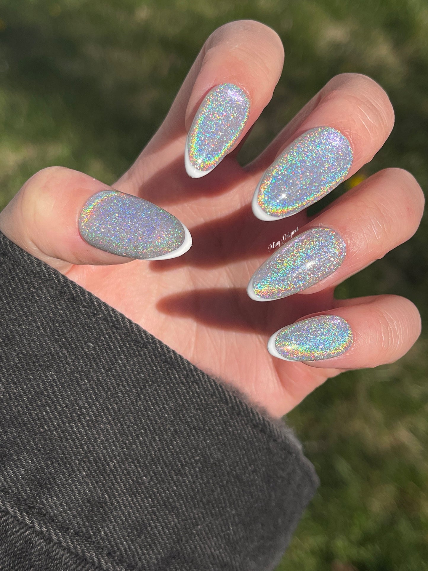 Rainbow French Holographic press on nail, Magnetic Cotton Candy Acrylic & press on nails, reuse nails, jelly fake nail,