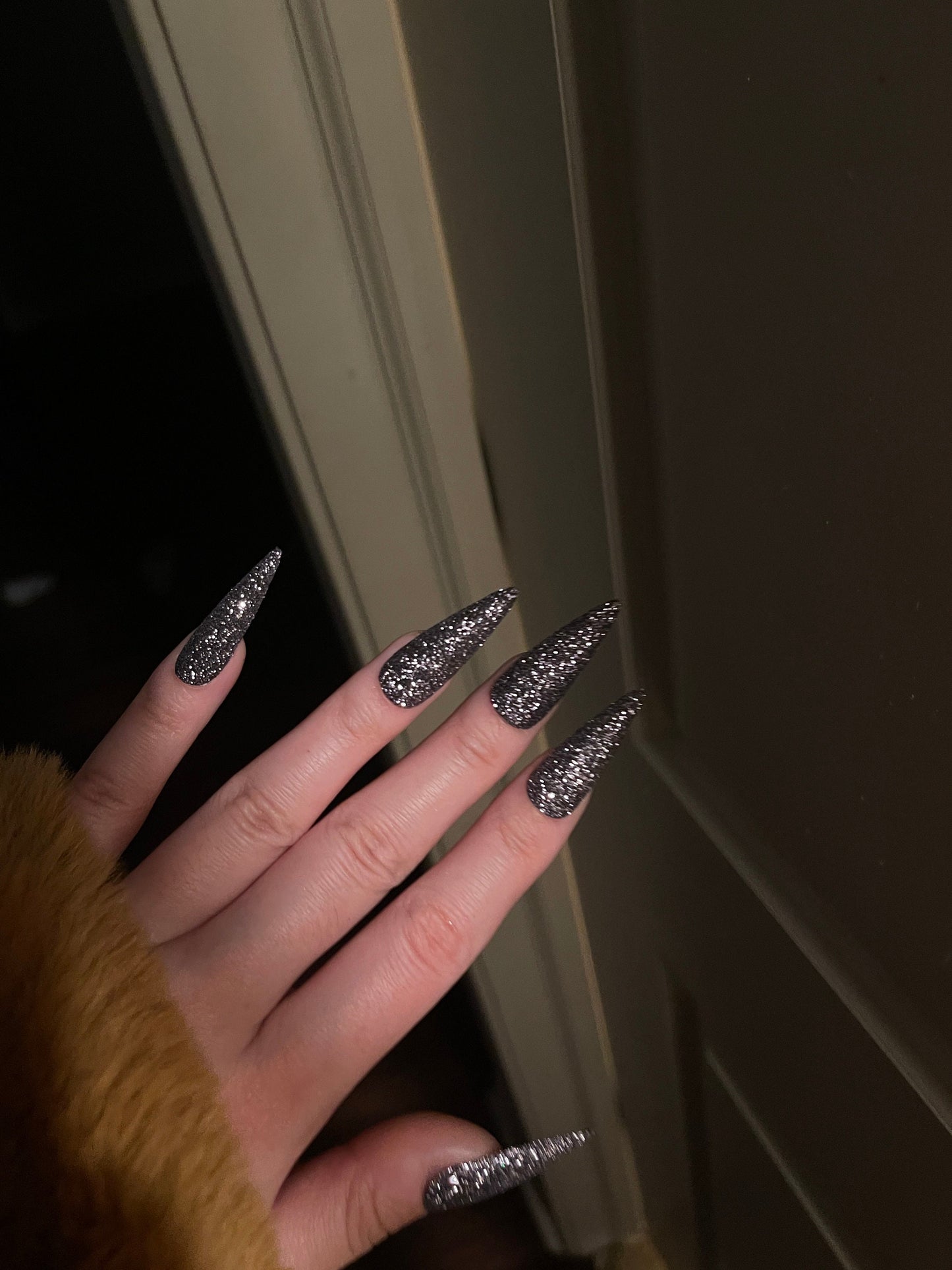 Black Sugar Glitter Press on Nails, glitter nail, Sparkly nails for party