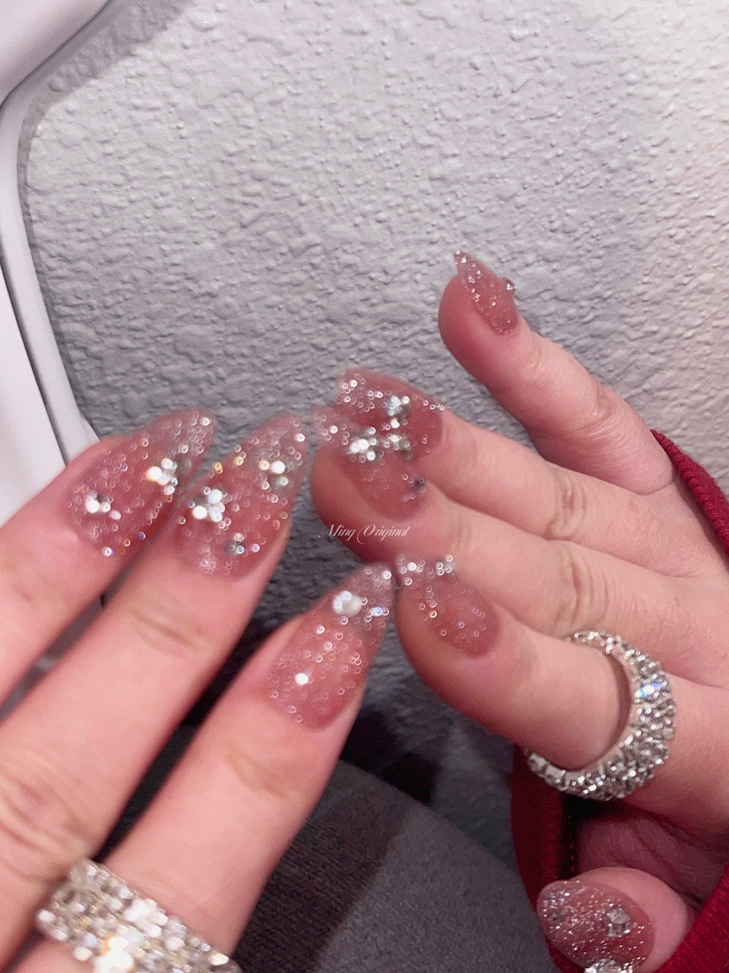 Diamond reflective glitter press on nail, chocolate gel nail, gemstone Fake nails, rhinestone decal bling nail