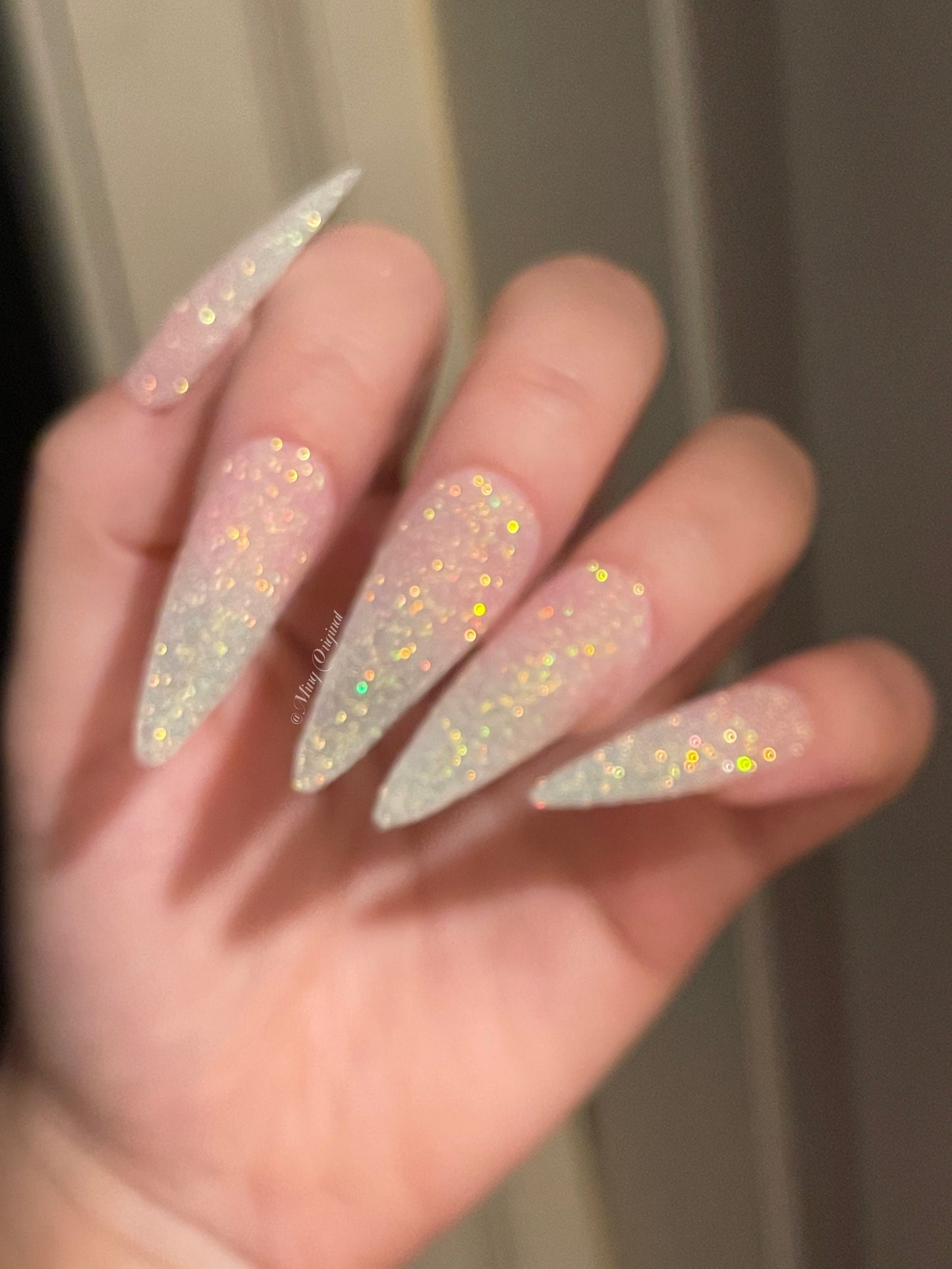 Reusable Pink Sugar Glitter Ombre Gradient Fade White Press on Nails, French tip nail, Soft Pink Baby Boomer Sparkly Fake nails