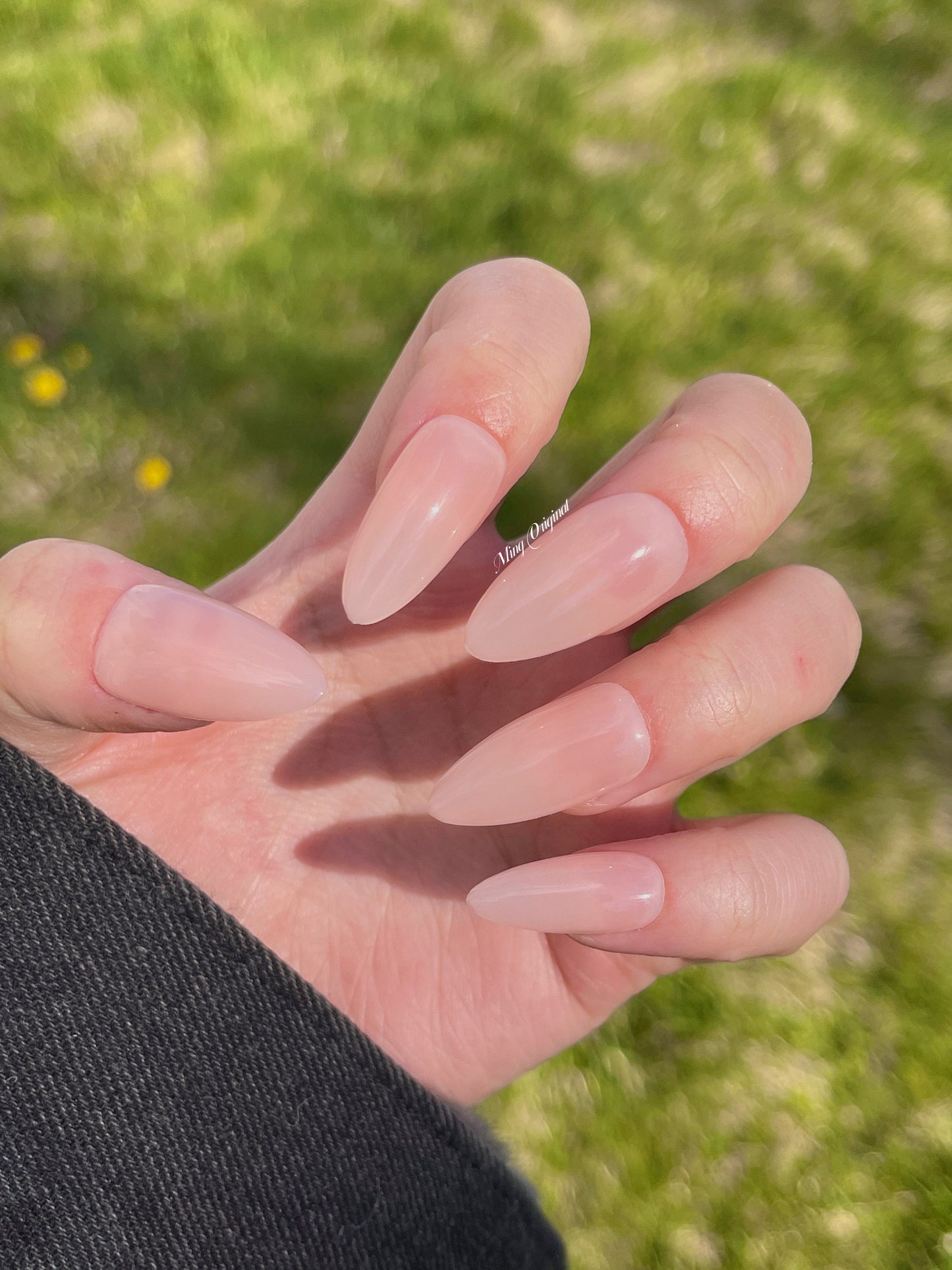 Builder gel Peach color nude opal Press on Nails, Fake Nails, Transparent False Nails, Handmade Gel Nails