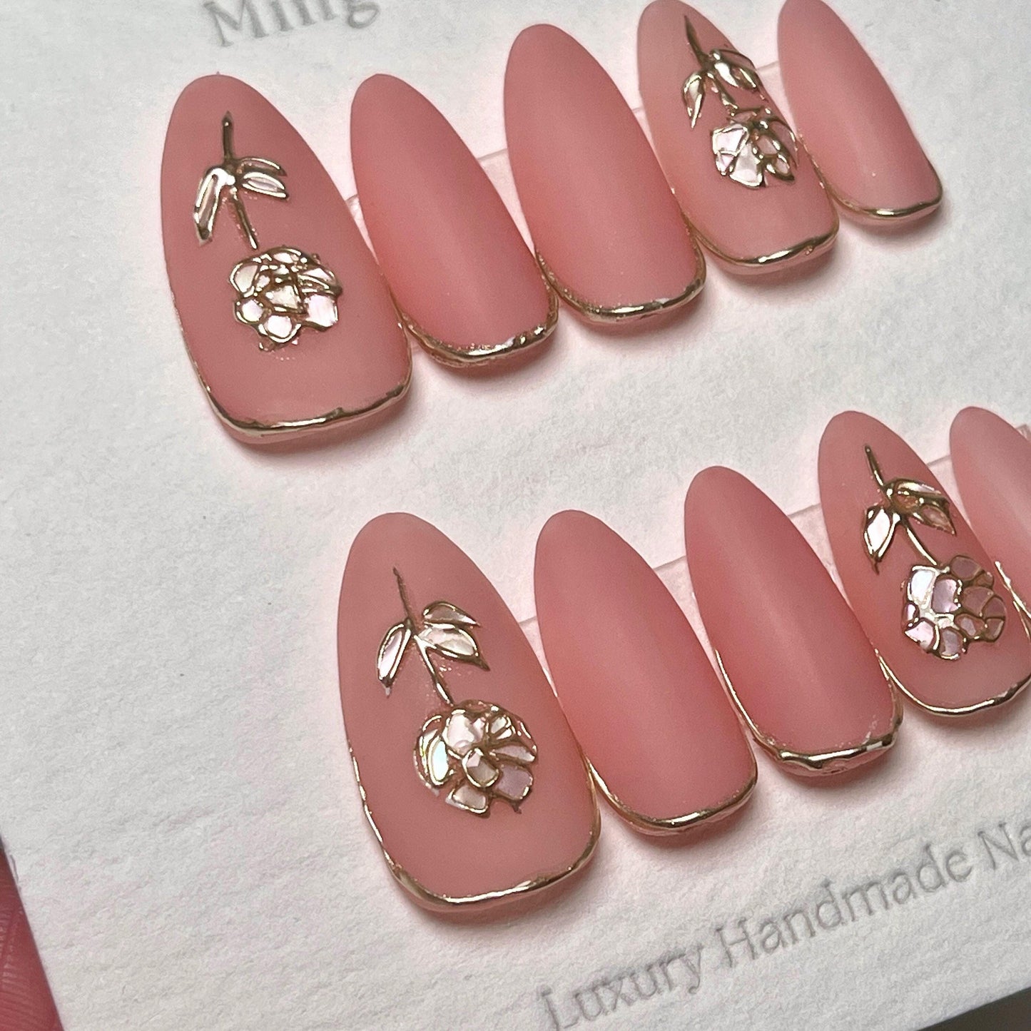 Reusable Shells flower painted cute girly acrylic & press on nail, Premium Hand paint Nails, Nail Artist Fake Nails, Handmade matte nail