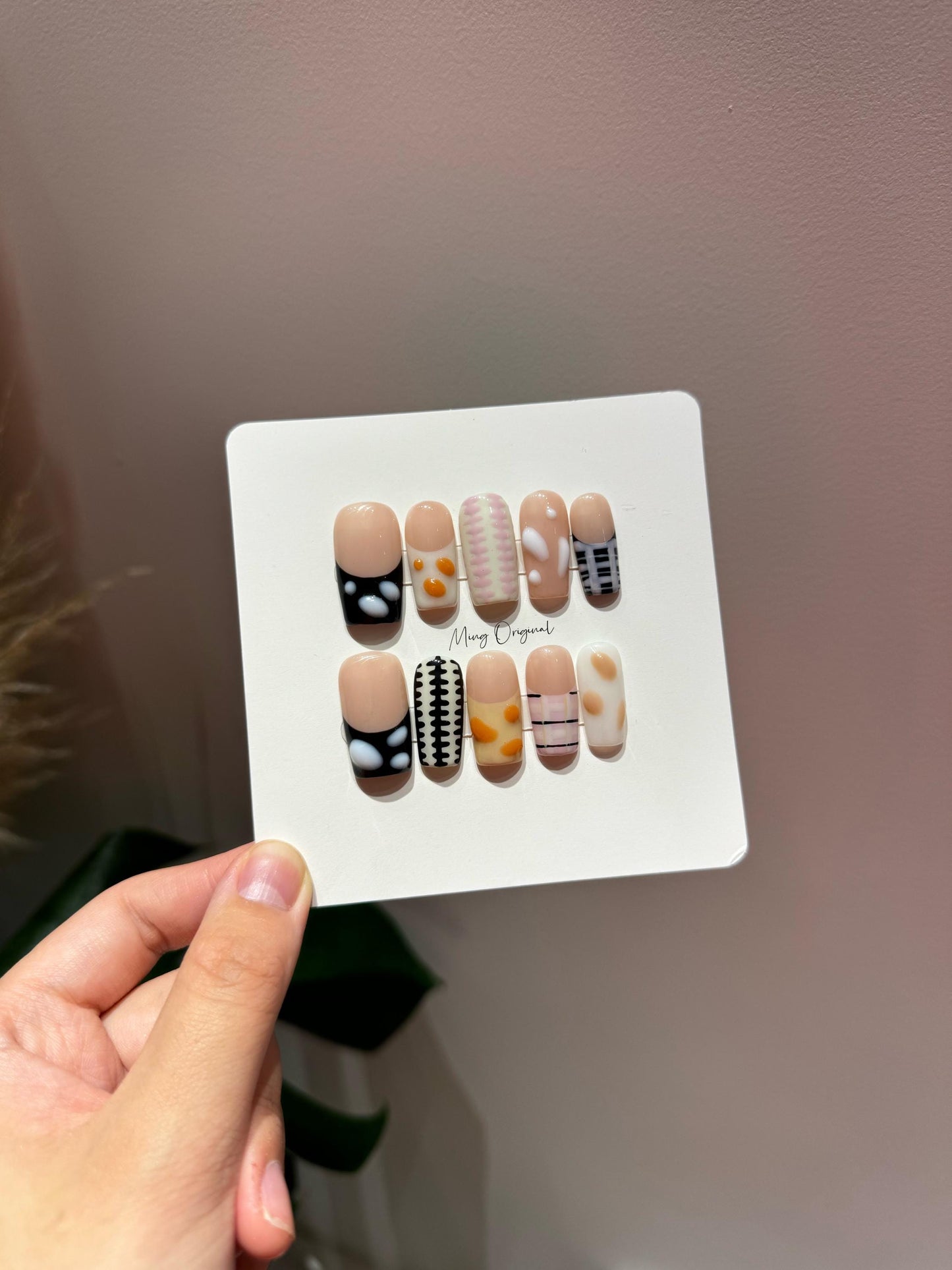 3d Sweater patch work plaid pattern Press on Nails, Christmas cold weather nail, autumn winter nail, holiday birthday gift for her,MO288
