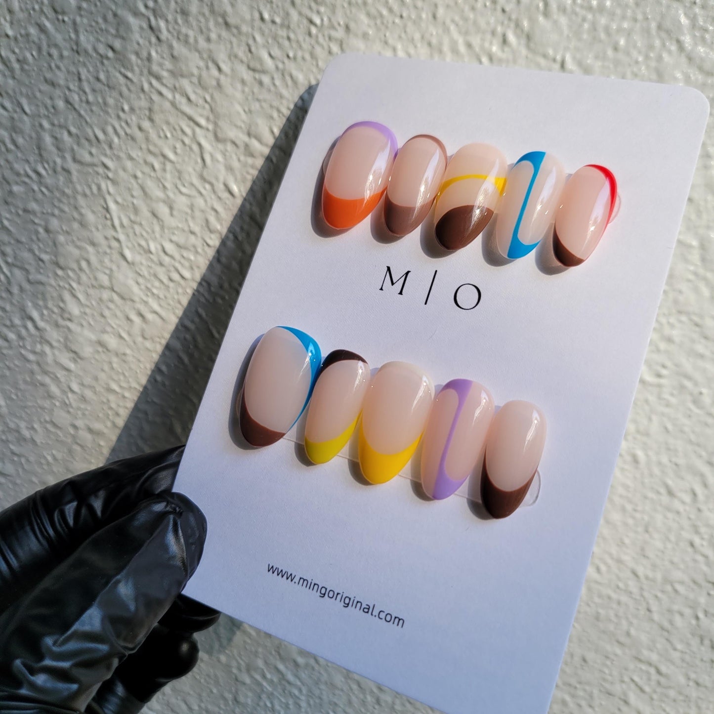 Free style abstract line bubbly color press on nails, reuse nails, ,hand painted candy color nail, gift for her