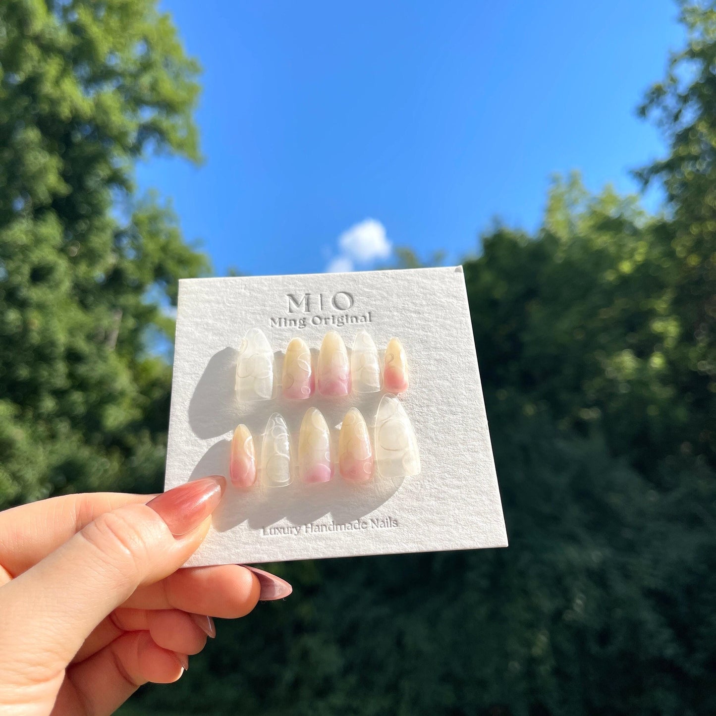 Summer bubble color airbrush press on nails, oxygen girly nail, ombre color, reuse nails, ,hand painted candy color nail
