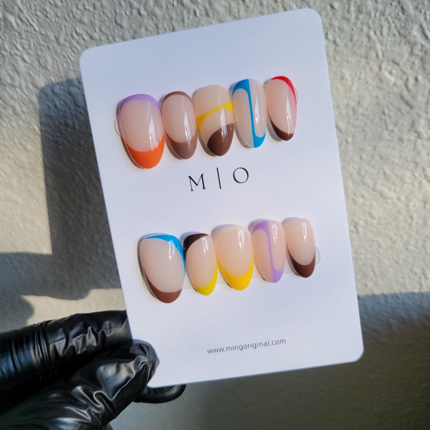 Free style abstract line bubbly color press on nails, reuse nails, ,hand painted candy color nail, gift for her