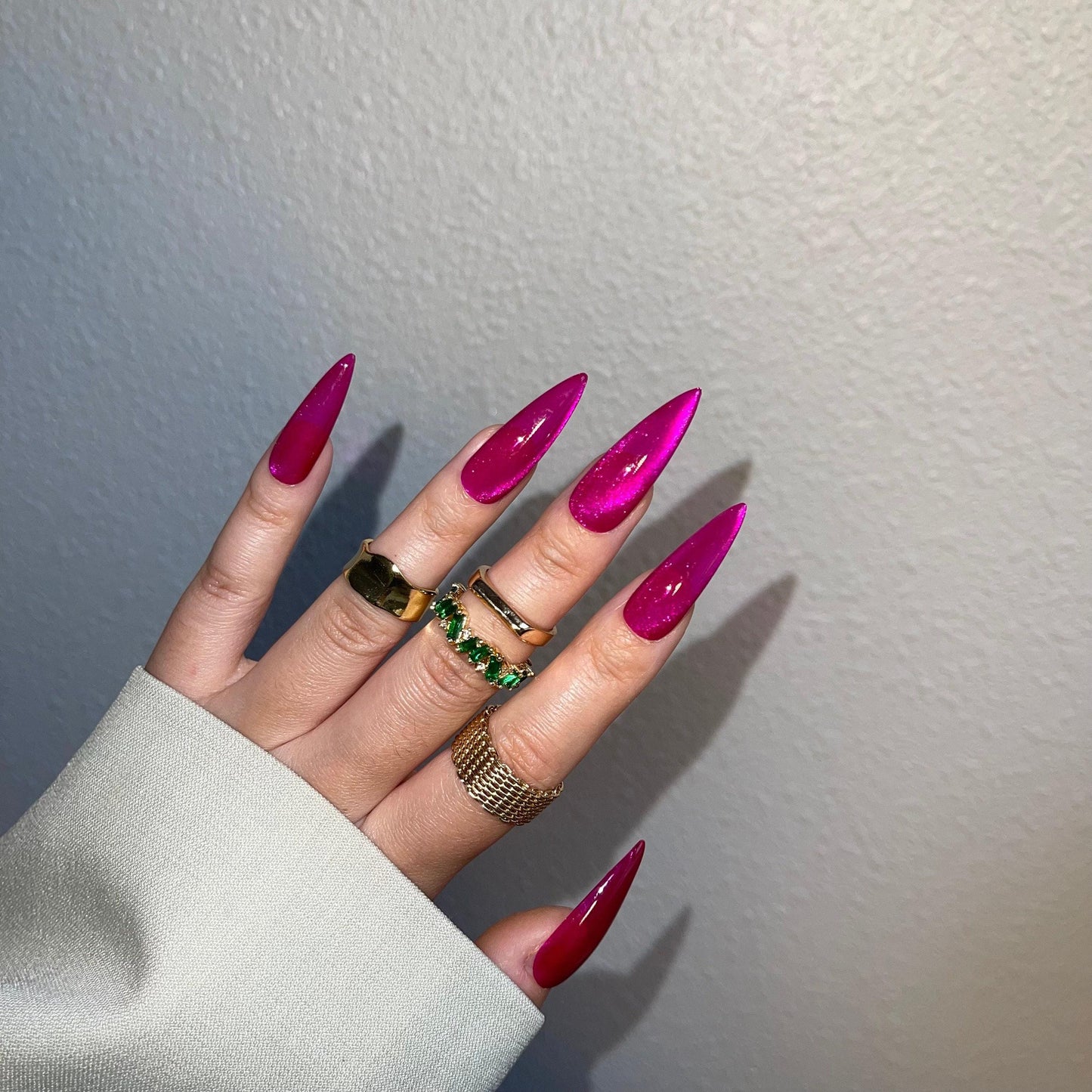 Satin berry | High transparency purple press on nails,glue on cat eye nails, reuse nails, jelly fake nail, saturated see through nail
