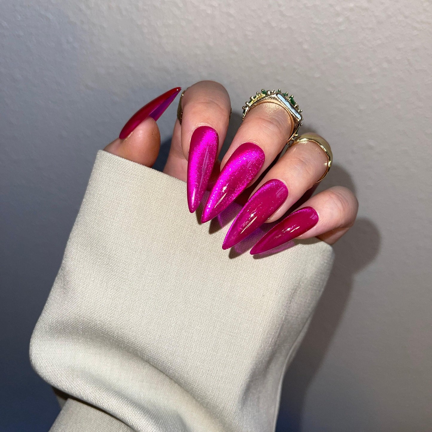 Satin berry | High transparency purple press on nails,glue on cat eye nails, reuse nails, jelly fake nail, saturated see through nail