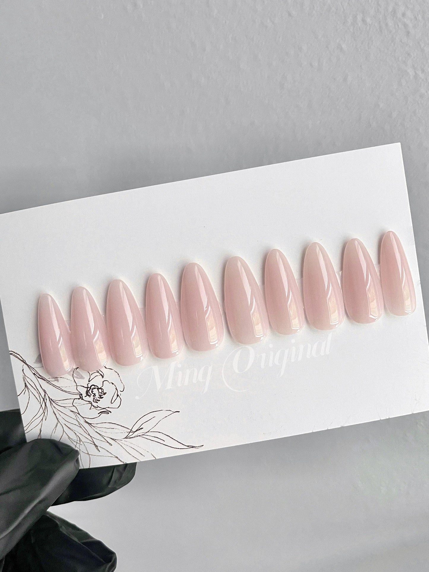 Soft nude pink press on nails, sheer color, semitransparent, glue on nails, reuse nails, jelly fake nail. -CL01