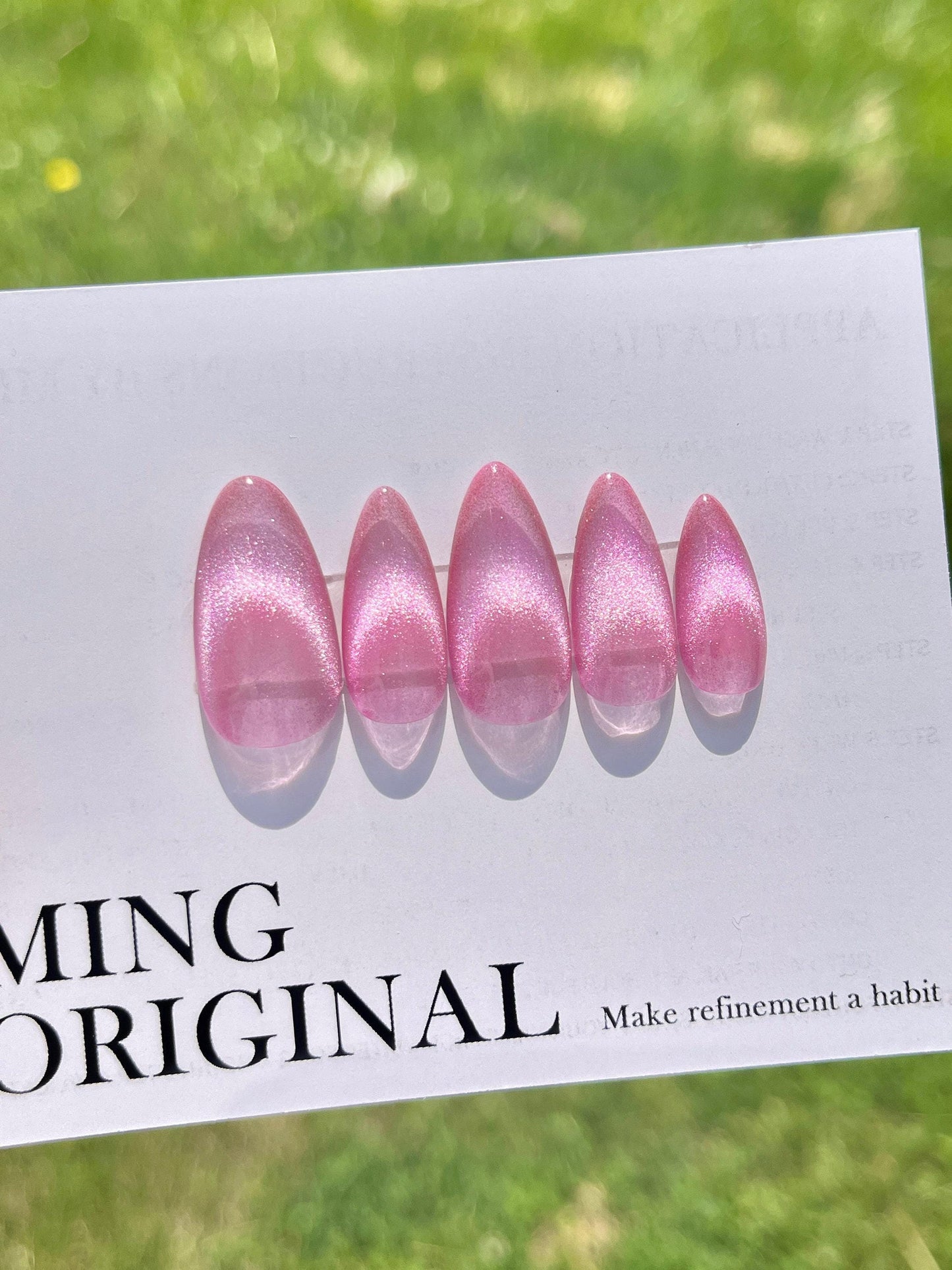 High transparency pink french cat eye Press on Nails, handmade Nails, Jelly Nails, valentine anniversary gift