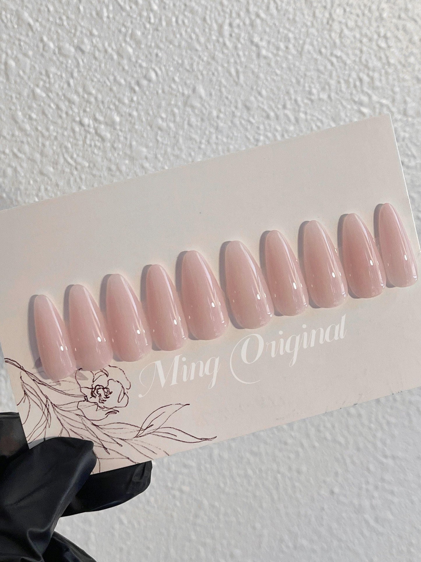 Soft nude pink press on nails, sheer color, semitransparent, glue on nails, reuse nails, jelly fake nail. -CL01