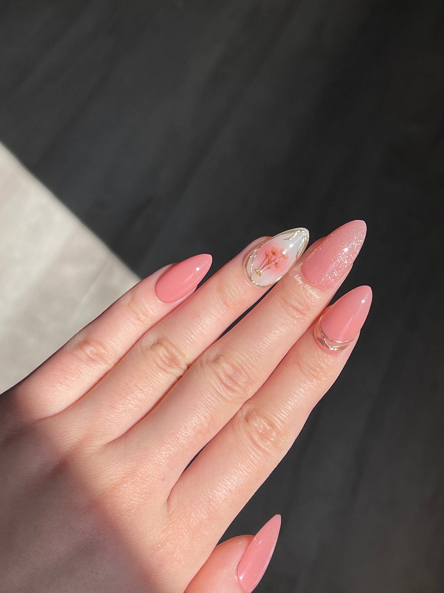 Reusable glittery Pink flower nail art, Premium Press on Nails, Fake Nails, Nail Artist Faux Nails, Handmade Gel Nails, Jelly Nails