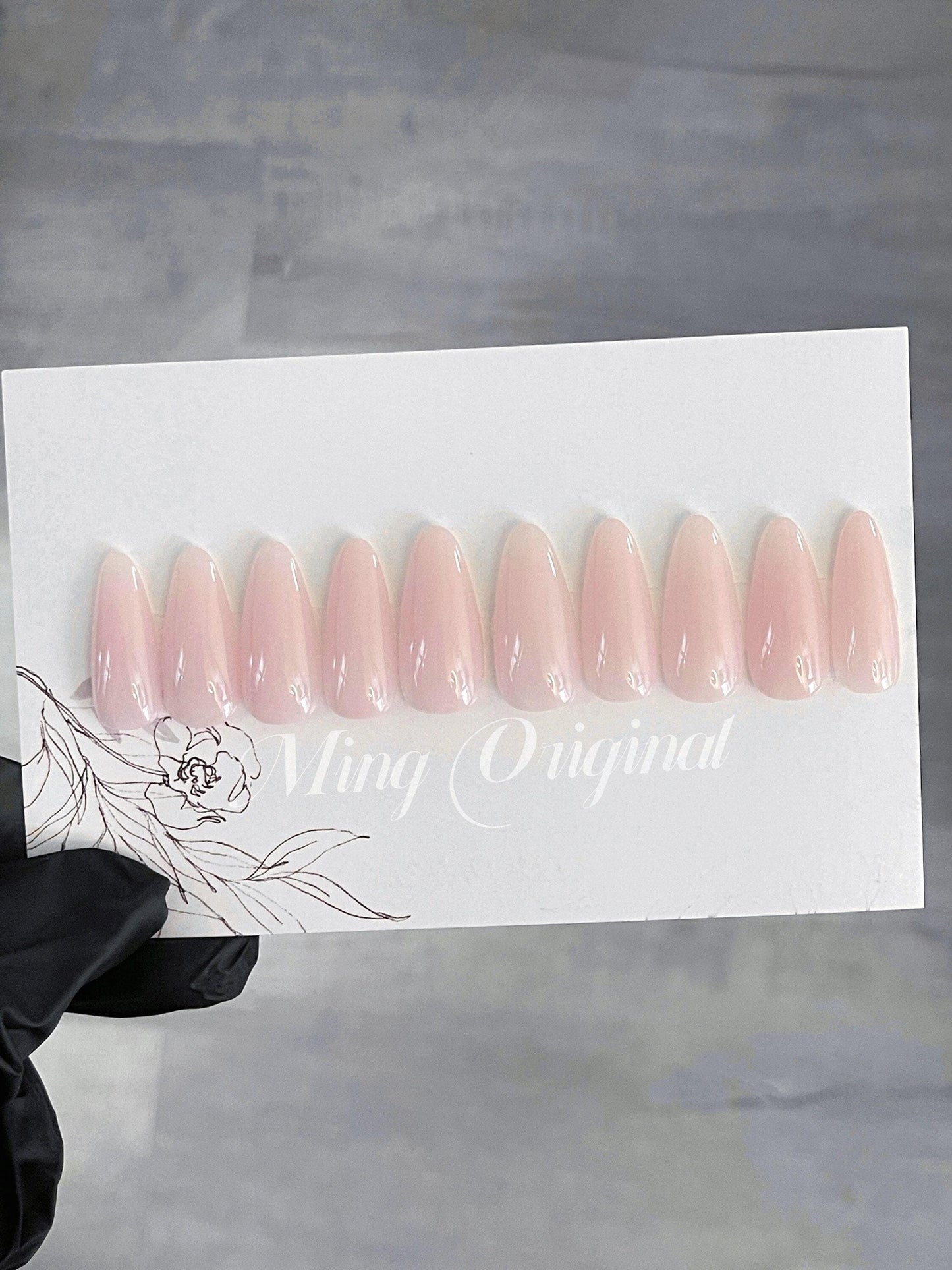 Soft nude pink press on nails, sheer color, semitransparent, glue on nails, reuse nails, jelly fake nail. -CL01