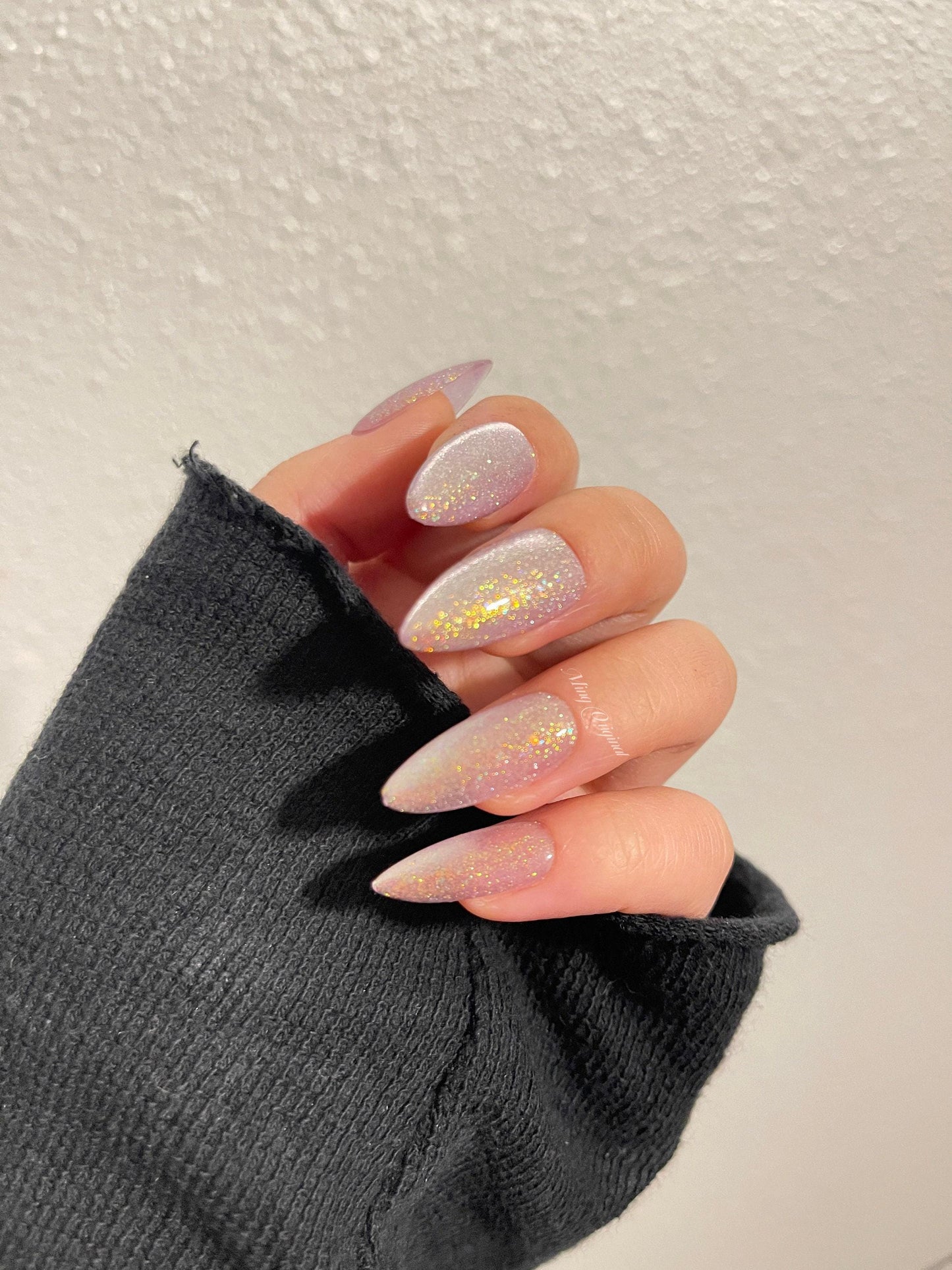 Da starry sky 2 | light purple cat eye press on nails, reuse nails, jelly fake nail, sparkly Christmas nail