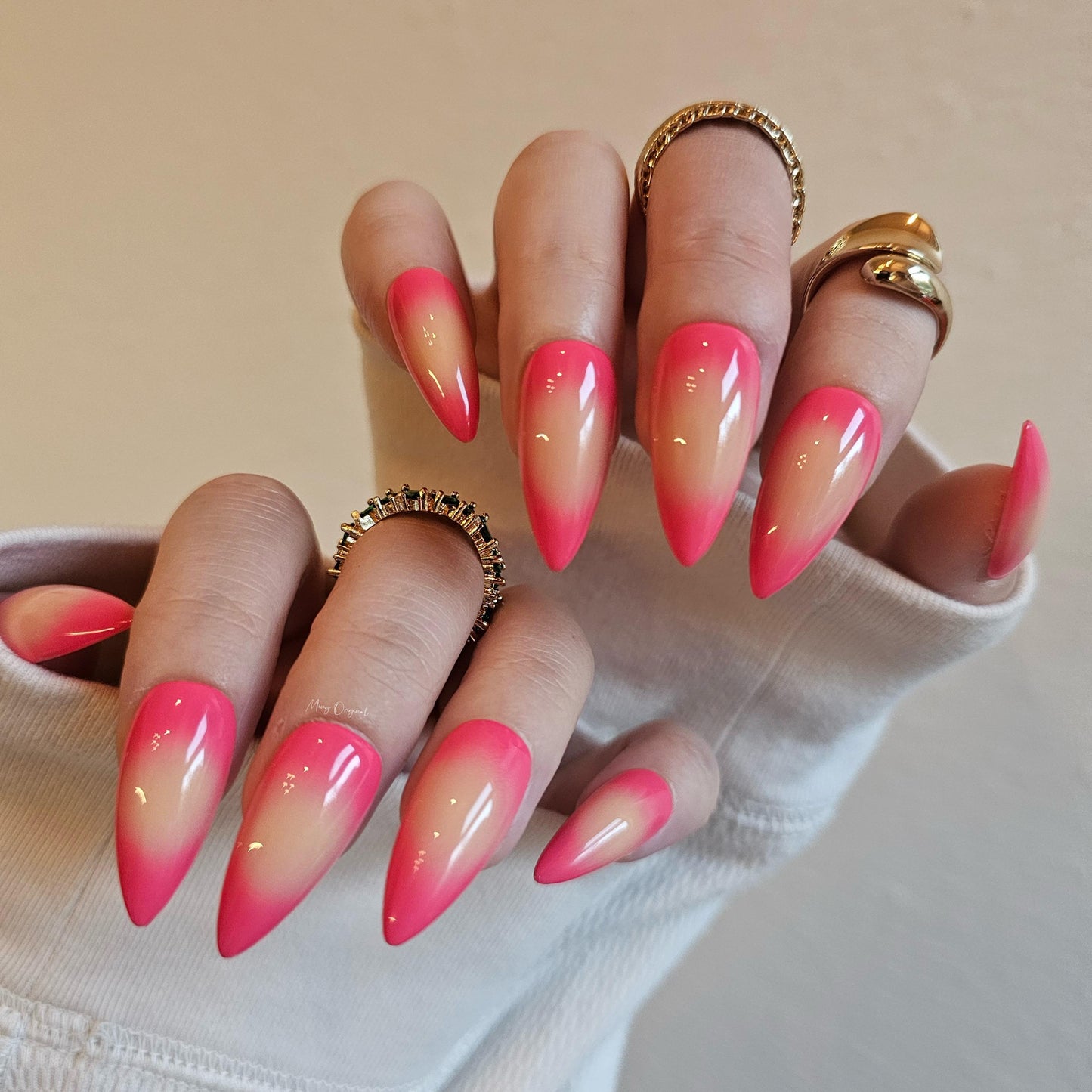 Hot Pink Ombre Gradient Fade Pink Press on Nails, Blush y2k chic nail, Fake nails, Jelly Nails, gift for her