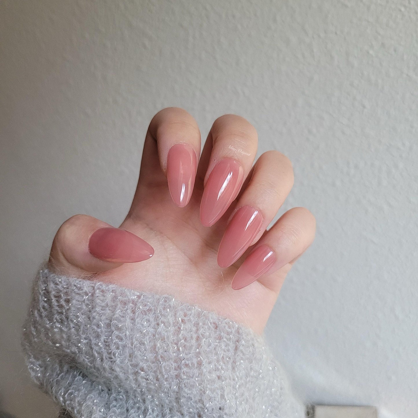 Da Rosie | Sheer pink press on nails, sheer color, semitransparent, glue on nails, reuse nails, jelly fake nail. 95TS009