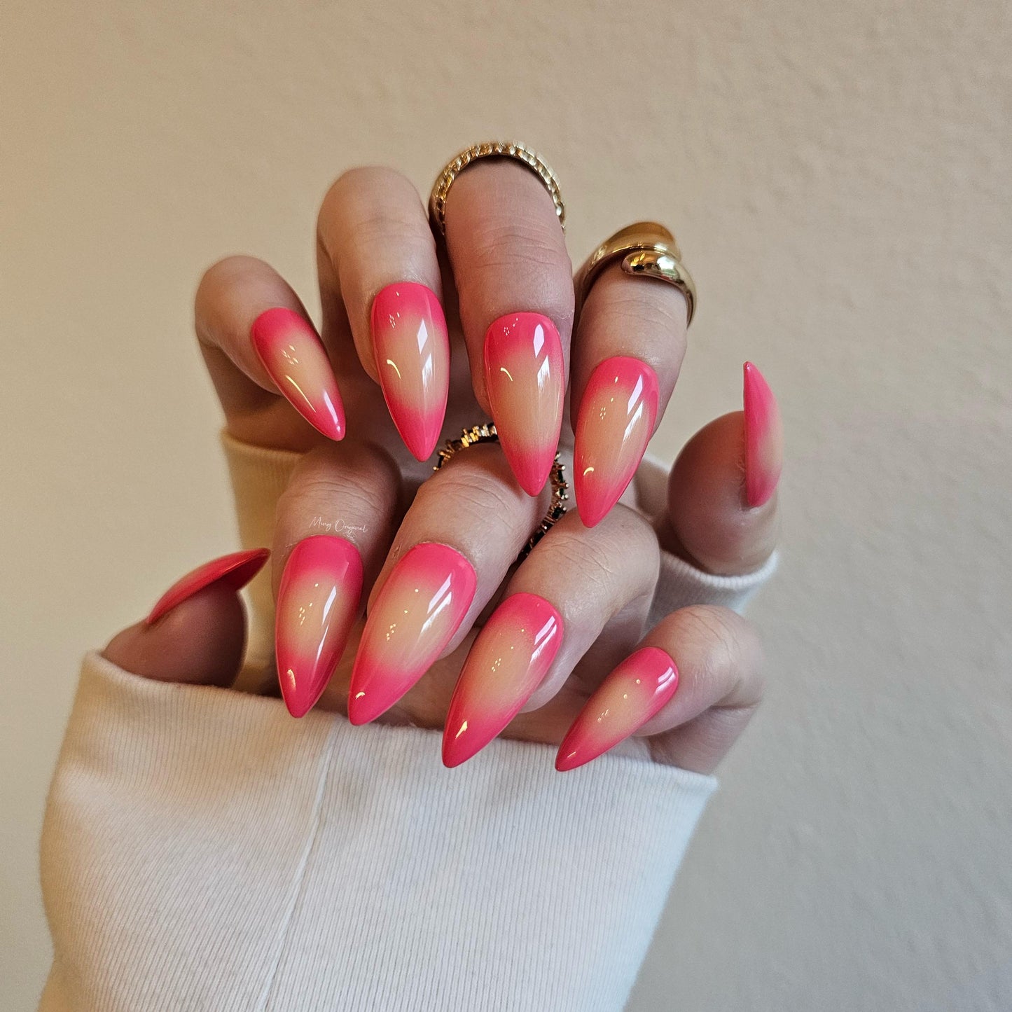 Hot Pink Ombre Gradient Fade Pink Press on Nails, Blush y2k chic nail, Fake nails, Jelly Nails, gift for her