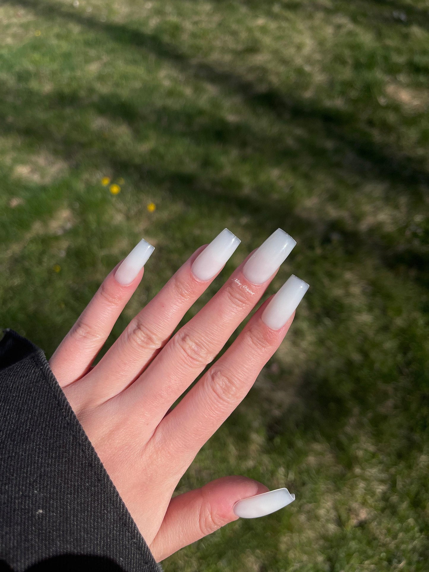 Opal Milk bath, handmade Press on Nails, Fake Nails, Milky white Jelly Nail