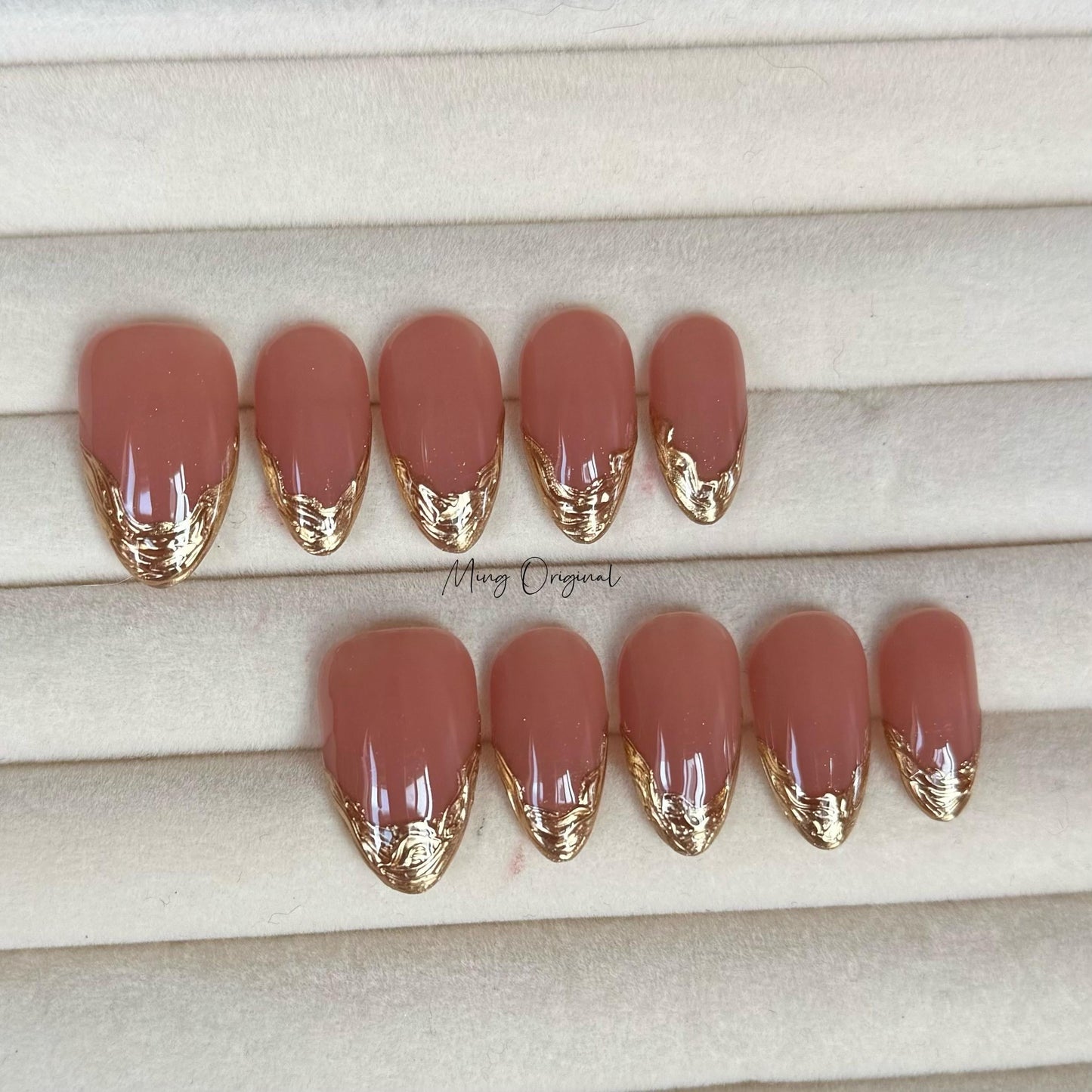 French Tip Collection, gold chrome french tip Press on Nails, pink glittery everyday nail ,glue on nail, birthday holiday gift for her,MO361
