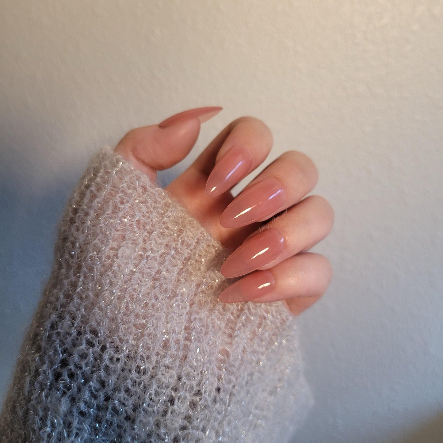 Da Rosie | Sheer pink press on nails, sheer color, semitransparent, glue on nails, reuse nails, jelly fake nail. 95TS009
