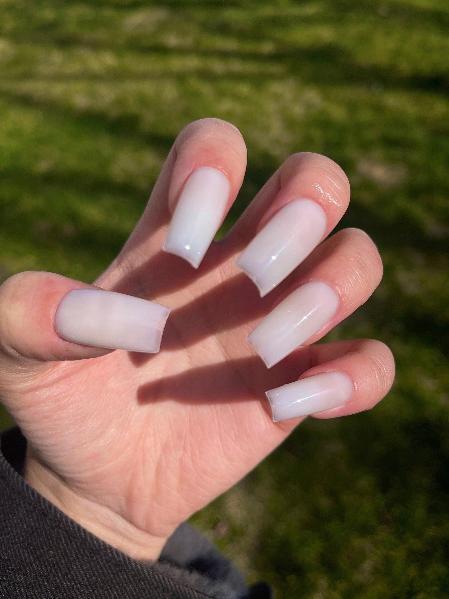 Opal Milk bath, handmade Press on Nails, Fake Nails, Milky white Jelly Nail