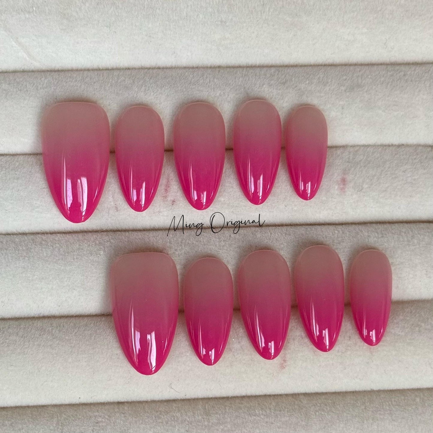 Pink Ombre Gradient Fade Pink Press on Nails, y2k chic nail, Soft Pink Baby Boomer Fake nails, Jelly Nails, gift for her, MO426