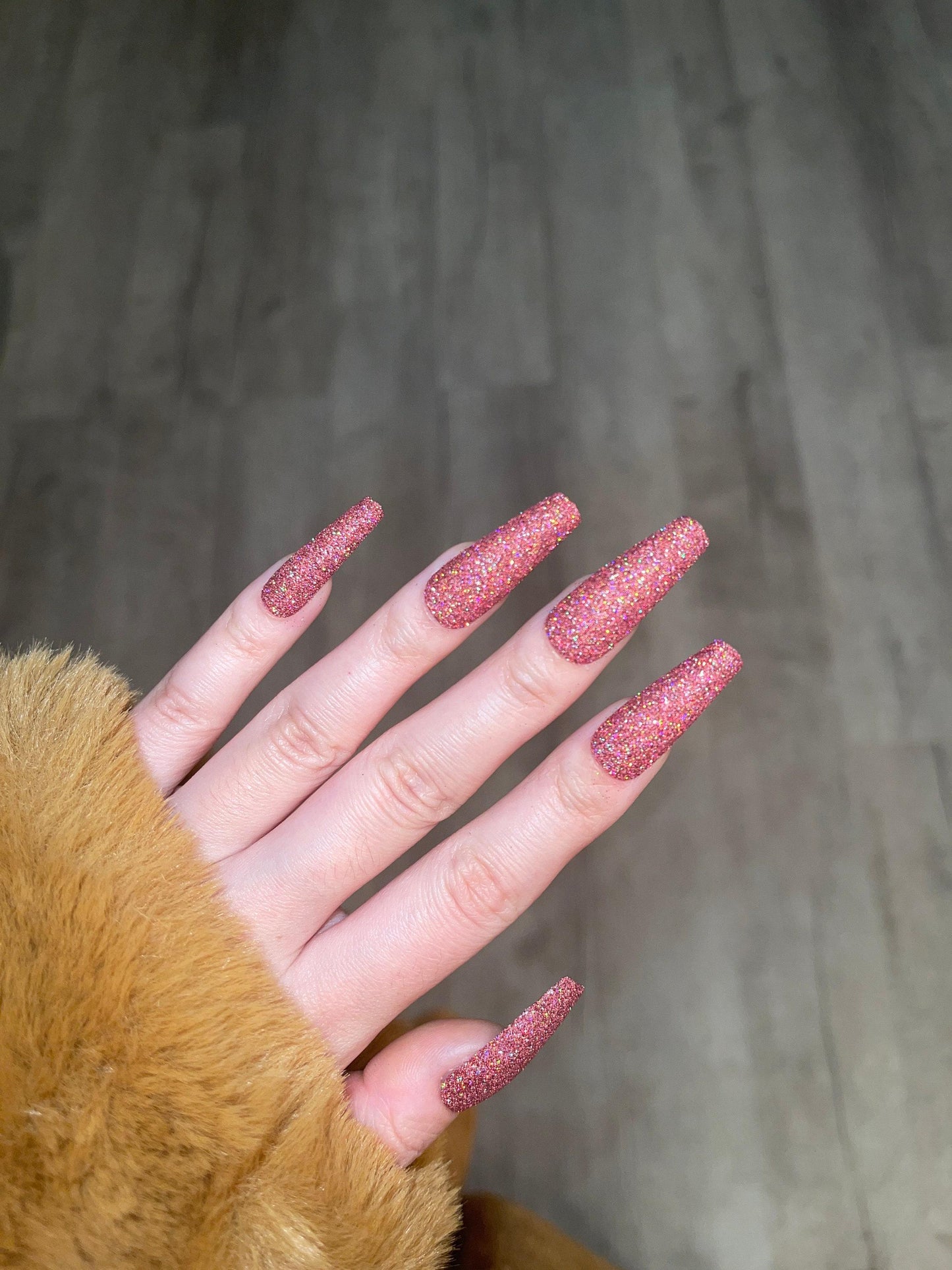 Red holographic Sugar Glitter acrylics and Press on Nails, Rainbow glitter nail, Sparkly nails for party