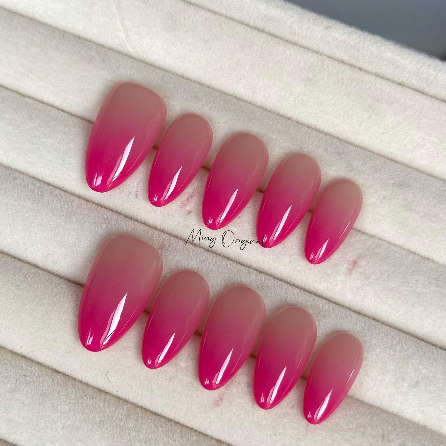 Pink Ombre Gradient Fade Pink Press on Nails, y2k chic nail, Soft Pink Baby Boomer Fake nails, Jelly Nails, gift for her, MO426