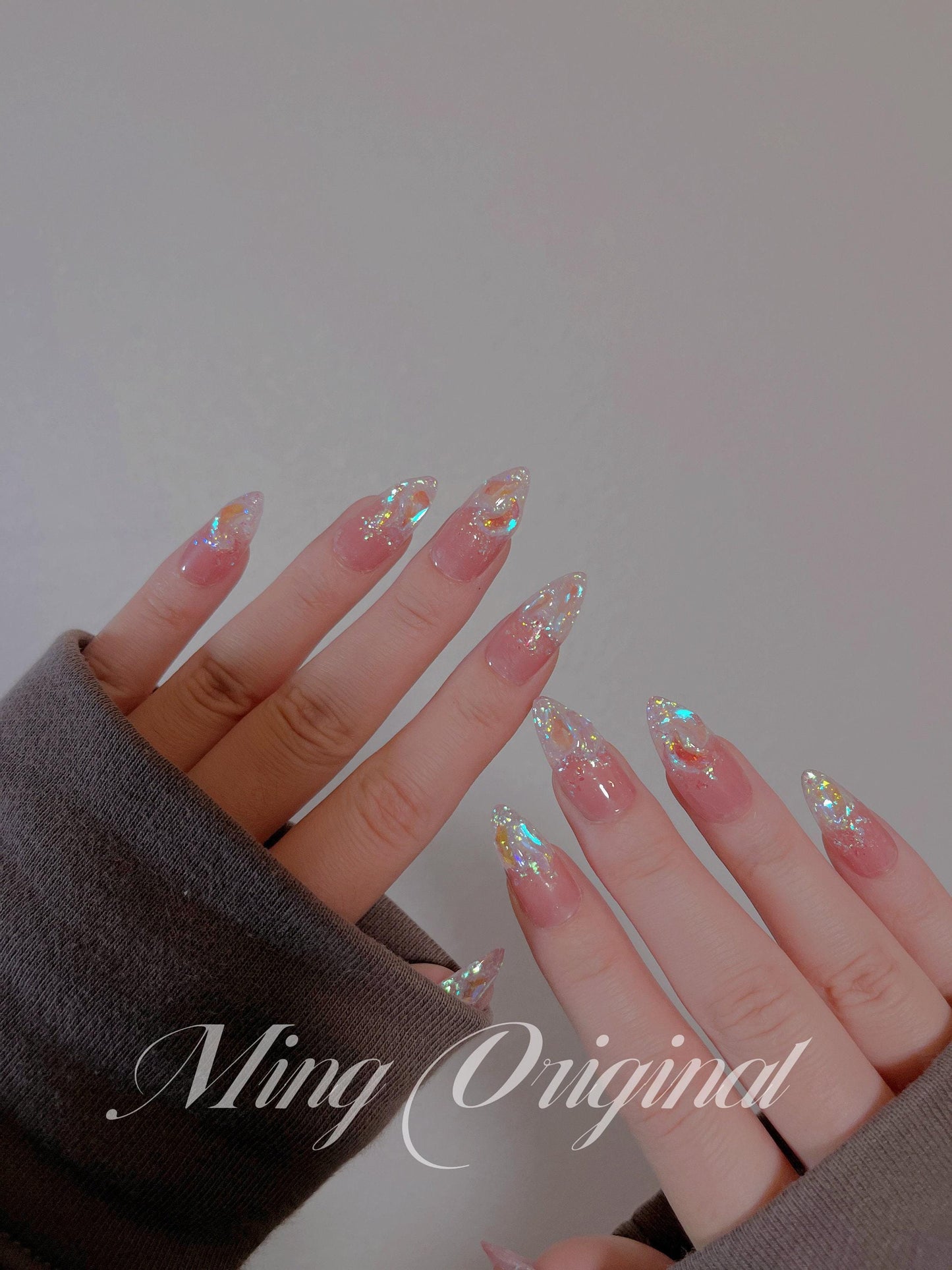 Super glittery Aurora gem crystal Nail press on, Fake nails, Aura ombre nail, Handmade Gel Nails, jelly Nails