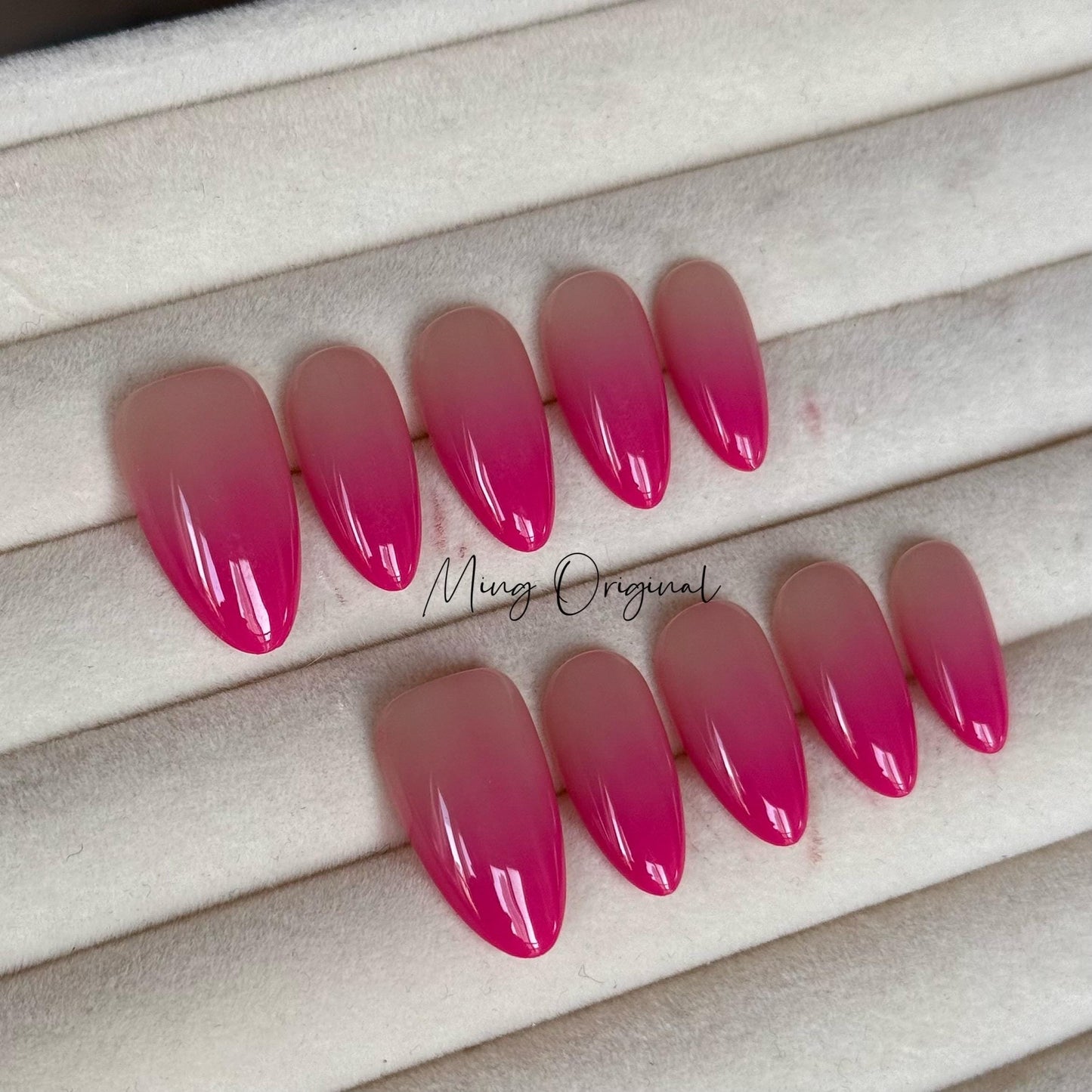 Pink Ombre Gradient Fade Pink Press on Nails, y2k chic nail, Soft Pink Baby Boomer Fake nails, Jelly Nails, gift for her, MO426