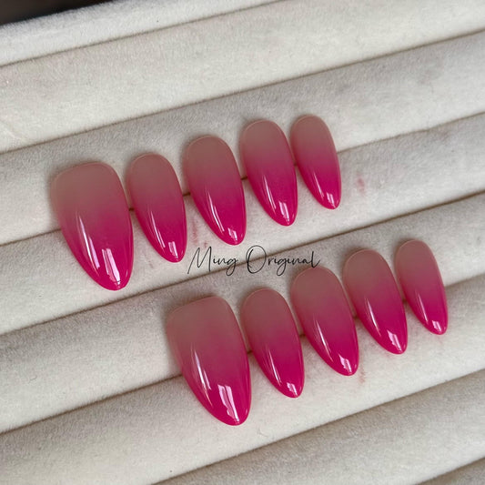 Pink Ombre Gradient Fade Pink Press on Nails, y2k chic nail, Soft Pink Baby Boomer Fake nails, Jelly Nails, gift for her, MO426