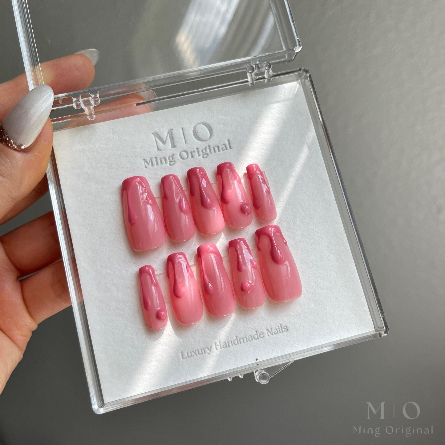 French drip nail melting ice cream press on nail, jelly fake nail, handmade acrylic nail,3d nail, glue on nail, reuse nail