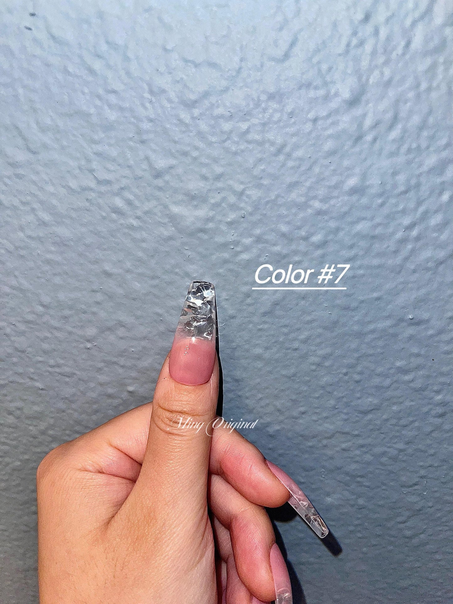 Water encapsulated Ombre Gradient Faded clear Press on Nails, transparent tip nail, Soft Pink 3d Fake nails
