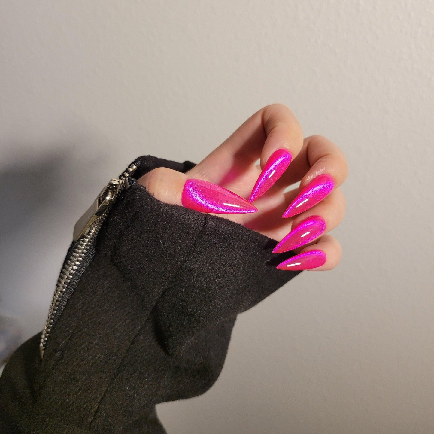 Da Dragon Fruit | High transparency hot pink press on nails,glue on cat eye nails, reuse nails, jelly fake nail, saturated see through nail