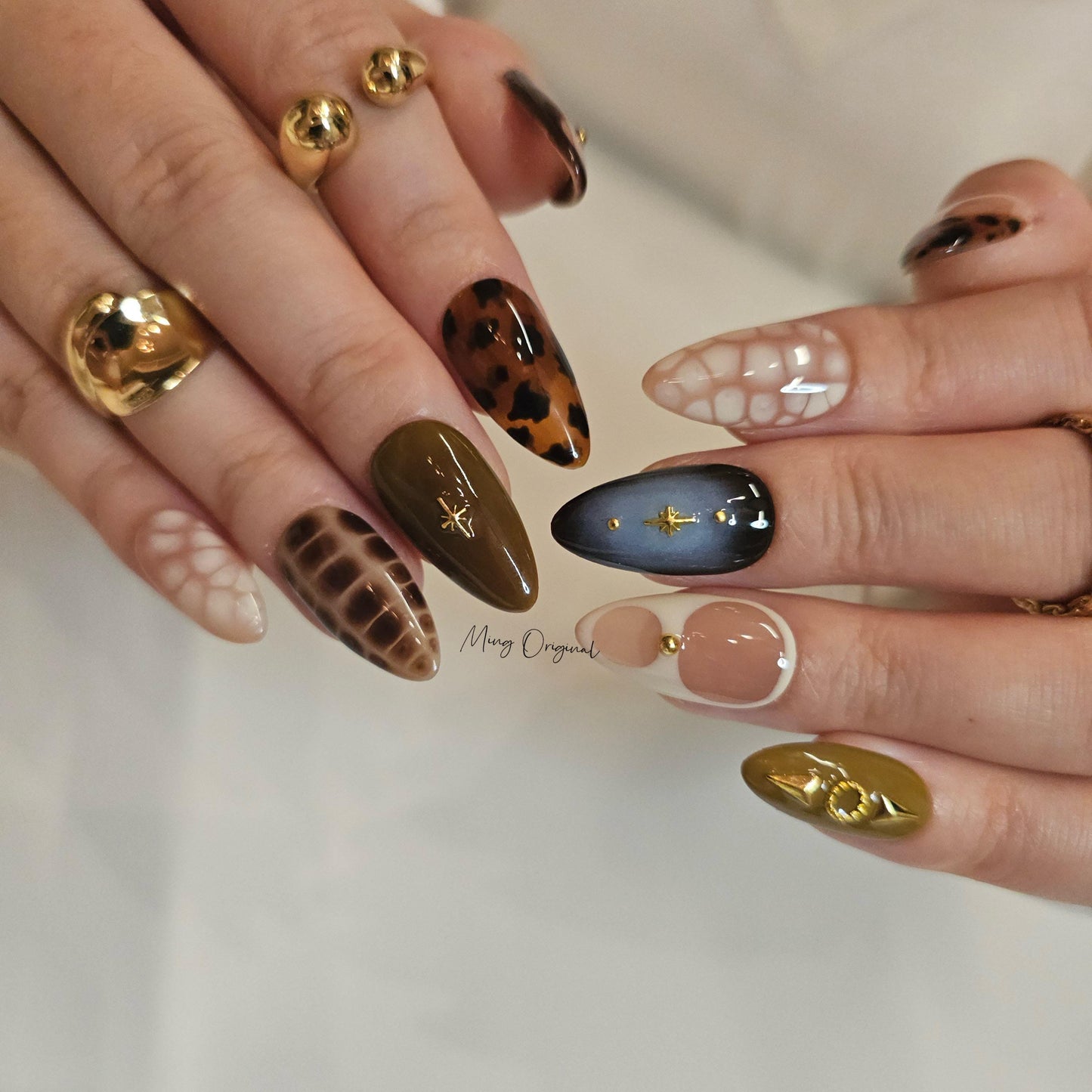 Croc skin snake skin design, leopard print press on nails, star reusable nail, glue on nail, fake nail, birthday holiday gift for her, MO292
