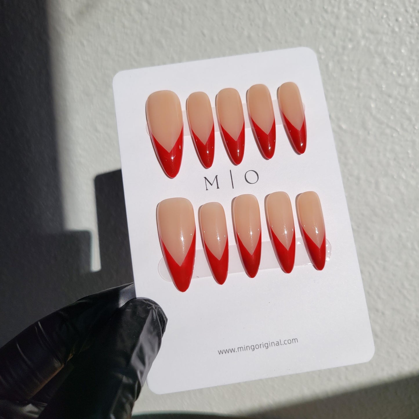 Simple Red French Tip press on nails, Holiday Fake Nails, Gifts for Her