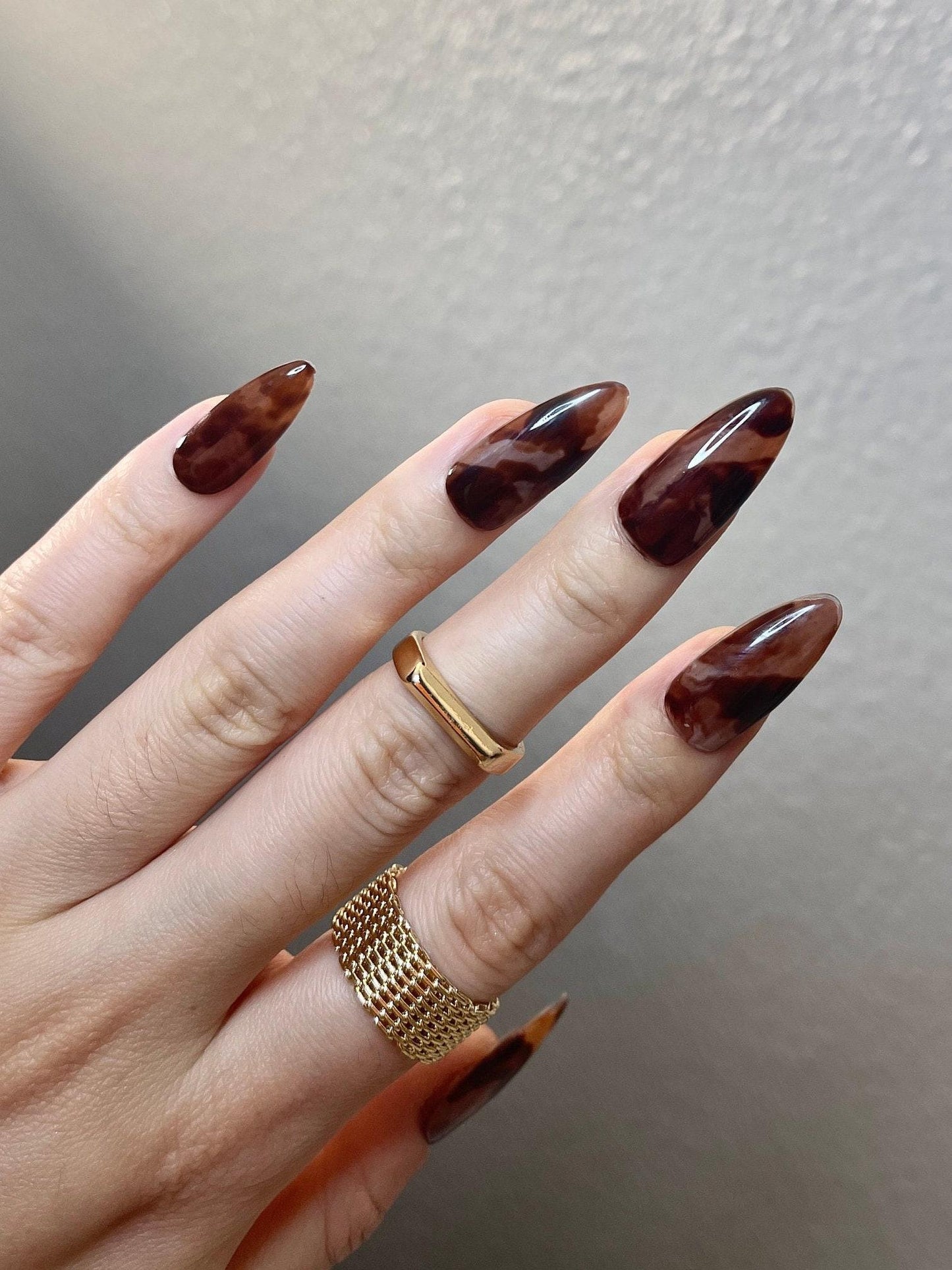 Reusable Brown Water Bloom Animal Print Nail, Acrylic & press on nail, Fake nails, Nail Artist Faux Nails, Handmade Gel Nails, Jelly Nails
