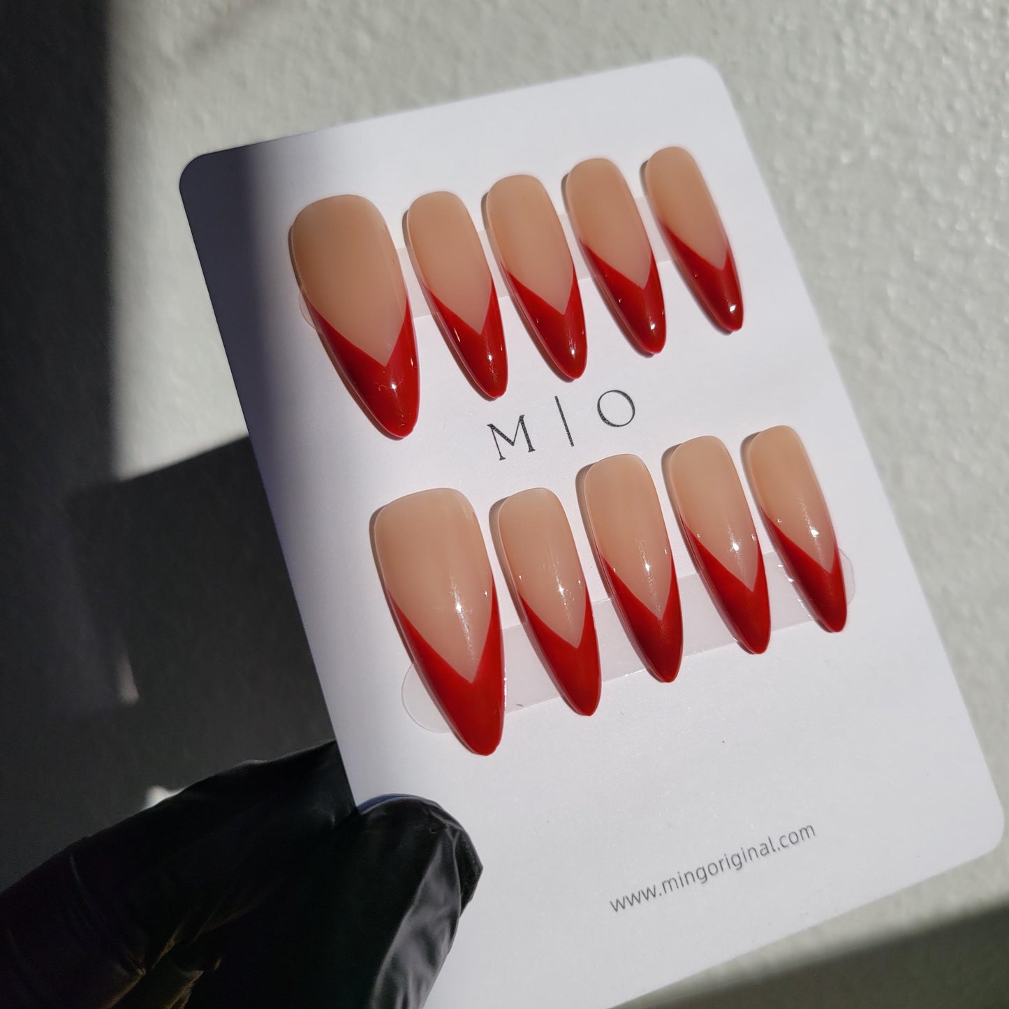 Simple Red French Tip press on nails, Holiday Fake Nails, Gifts for Her