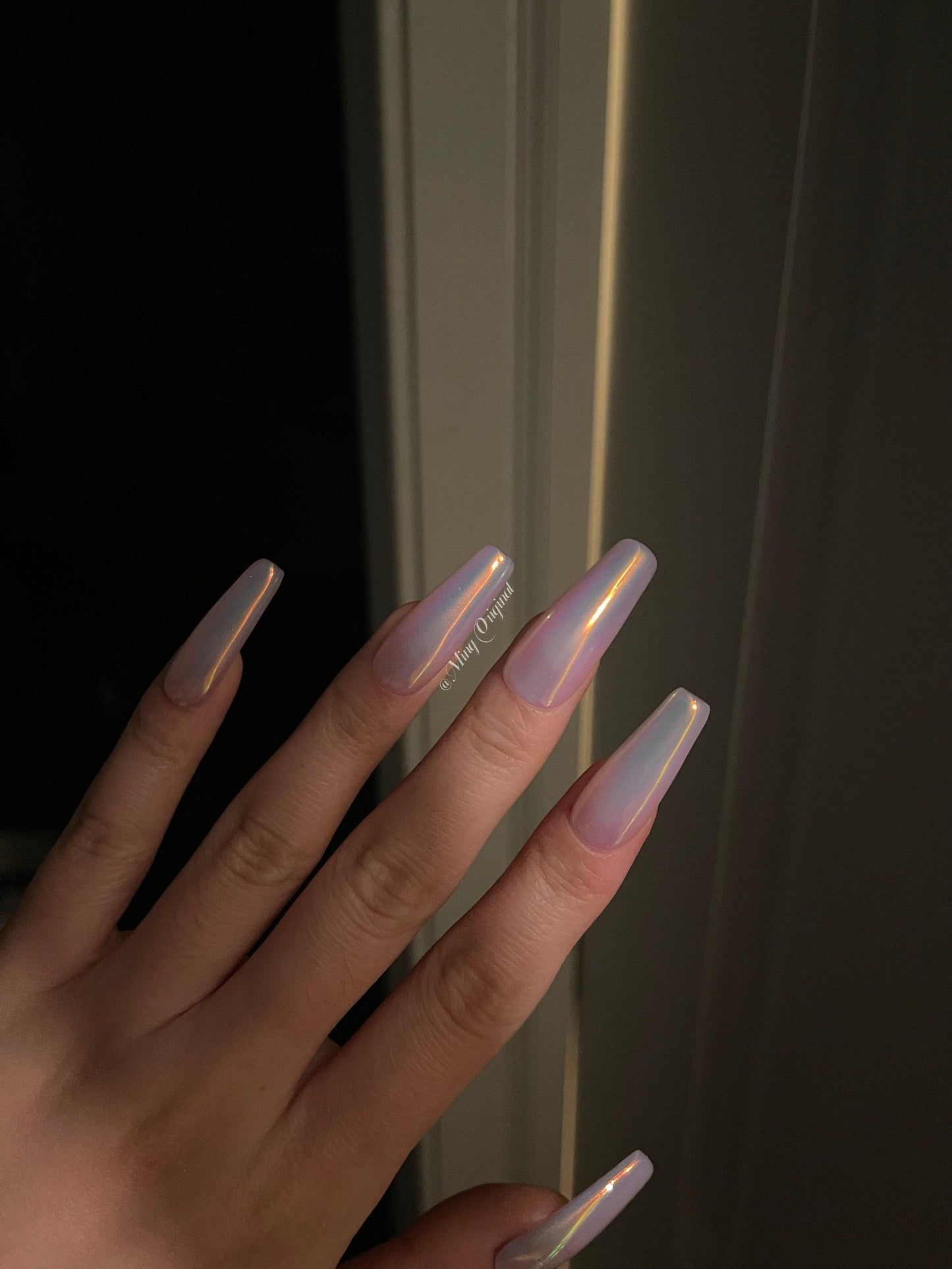Purple Yellow Pink Green Aurora Glazed Donuts nail. Acrylic&press on nail, Chrome mermaid shimmer Nail, Special multicolored Edition