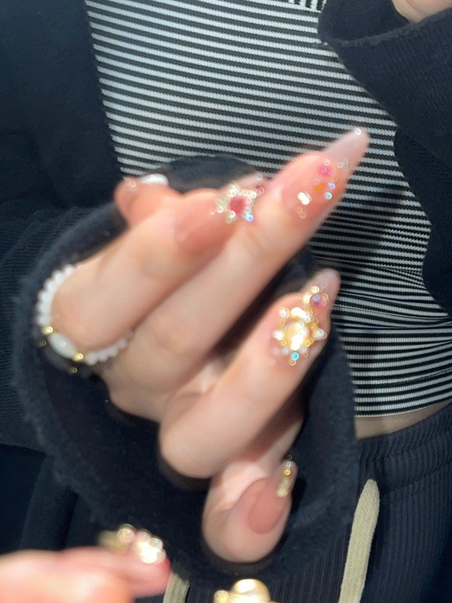 Reusable Sailor moon press on nail, Premium Hand paint Nails, Fake nails, Nail Artist Faux Nails, Handmade Gel Nails, pink rhinestone nail