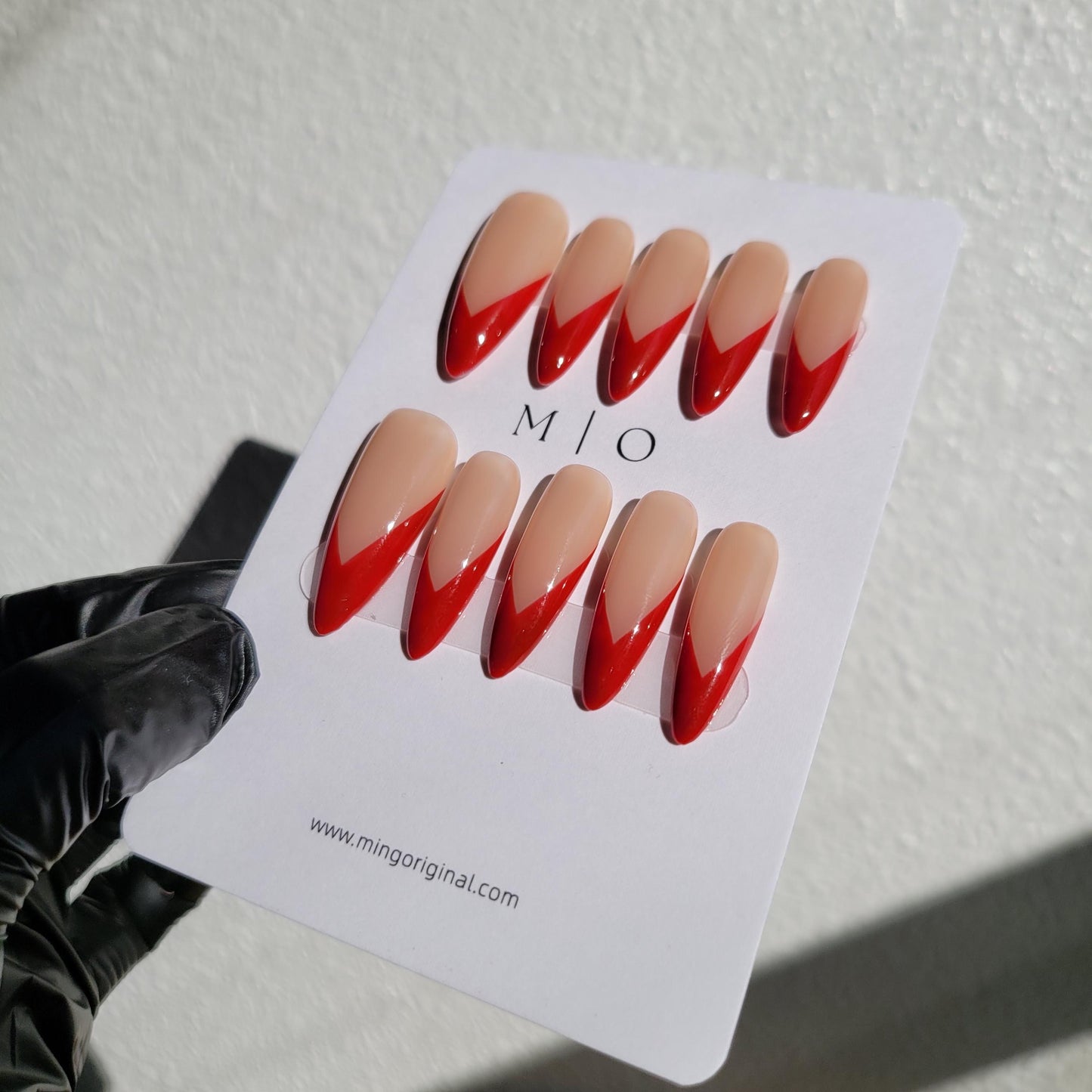Simple Red French Tip press on nails, Holiday Fake Nails, Gifts for Her