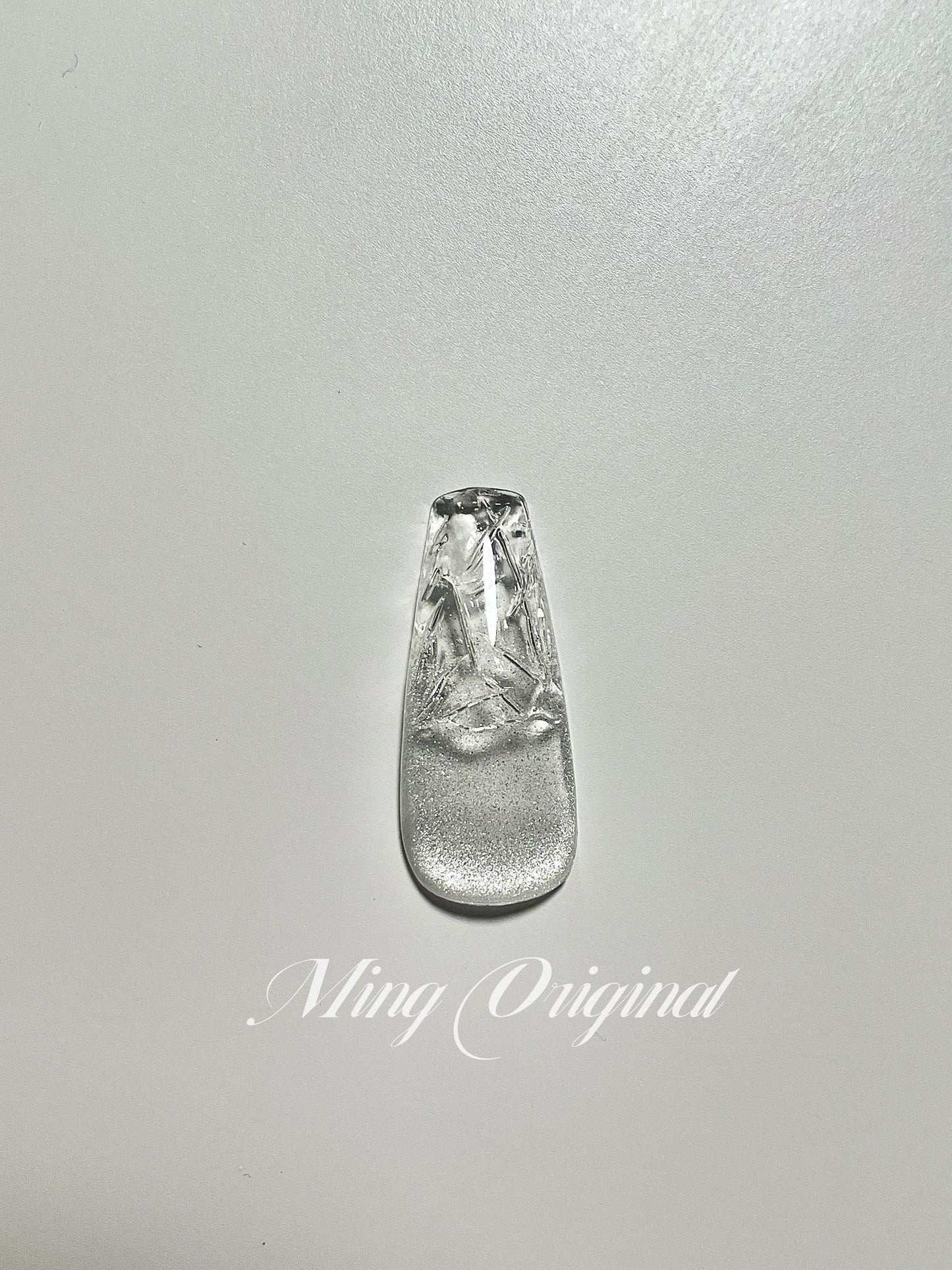 Da Ice Age| Christmas Ice tip Press on Nails, broken glass winter handmade Nails, cat eye ombre clear tip Jelly Nails, high transparency