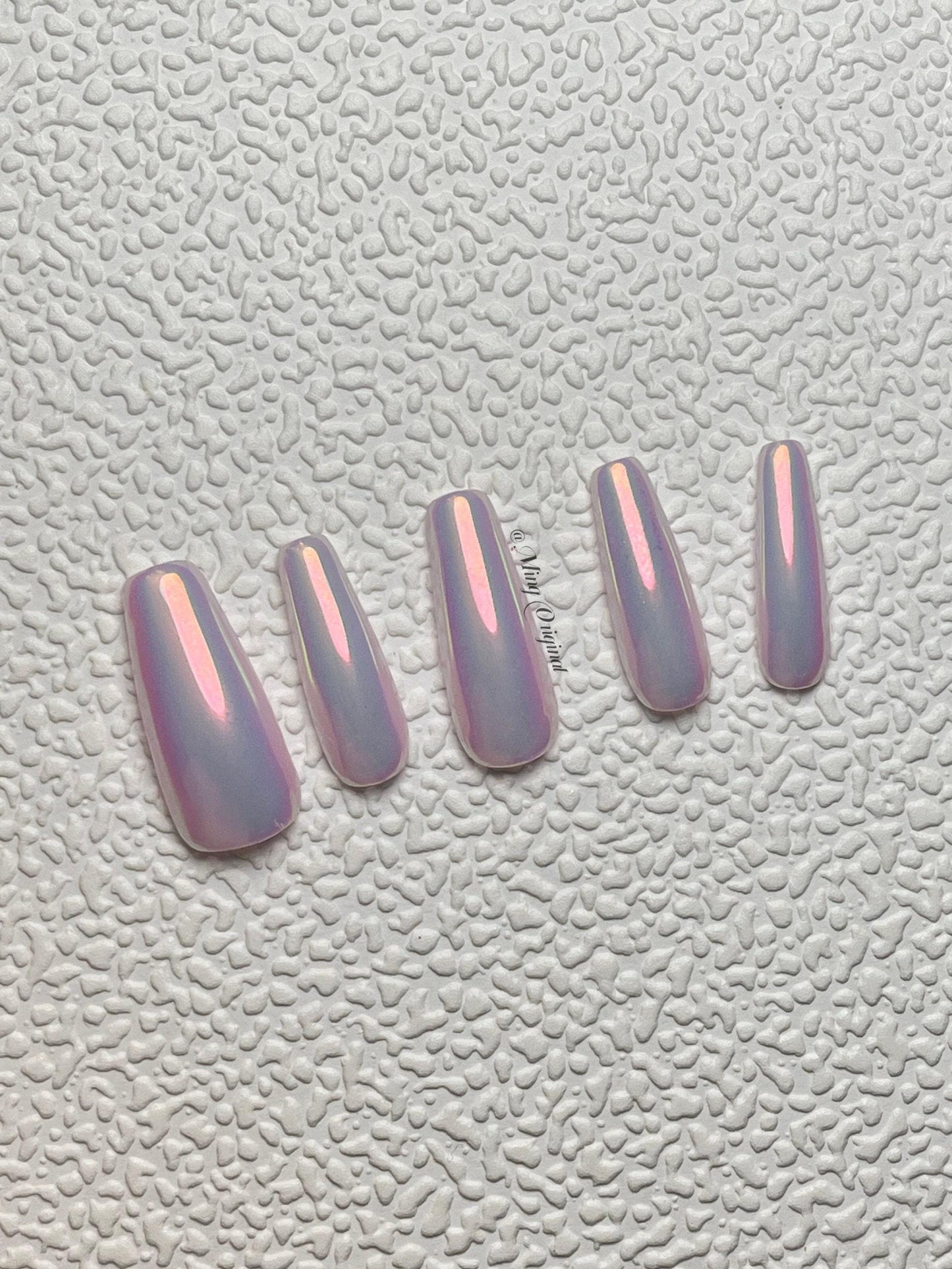 Purple Yellow Pink Green Aurora Glazed Donuts nail. Acrylic&press on nail, Chrome mermaid shimmer Nail, Special multicolored Edition