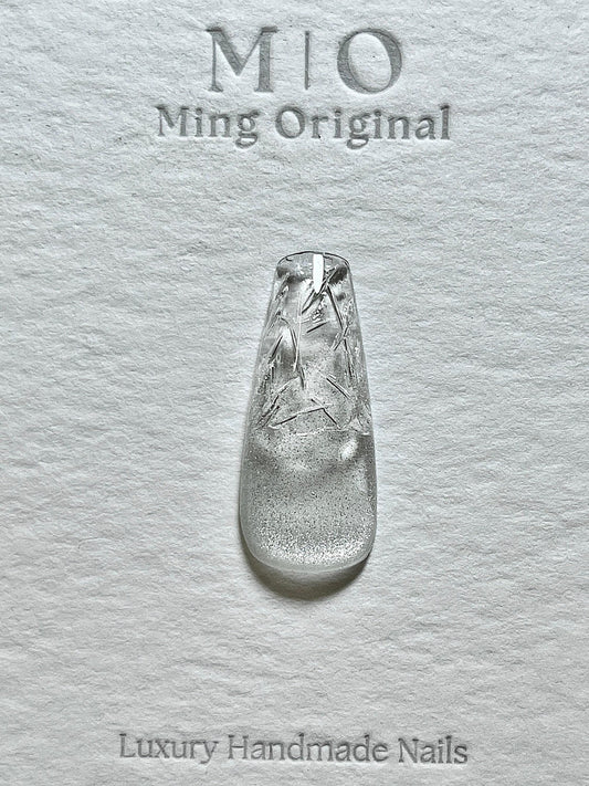 Da Ice Age| Christmas Ice tip Press on Nails, broken glass winter handmade Nails, cat eye ombre clear tip Jelly Nails, high transparency
