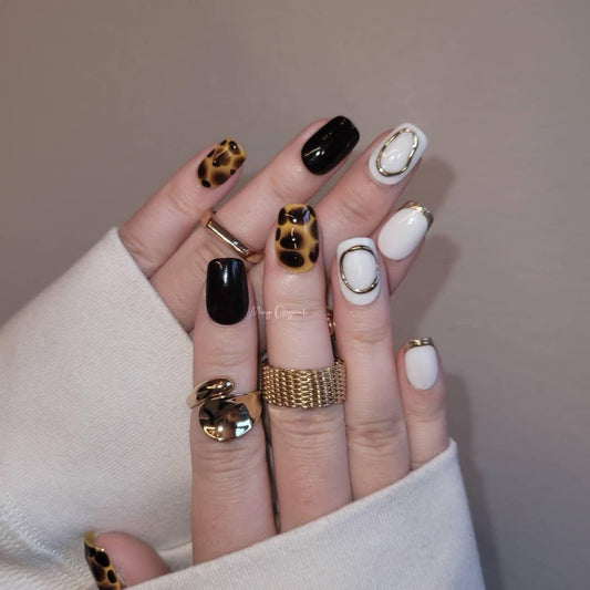 Tortoise Shell Amber water blooming Press on Nails, simple chic handmade Nails, Jelly hand painted nail, fall winter nail