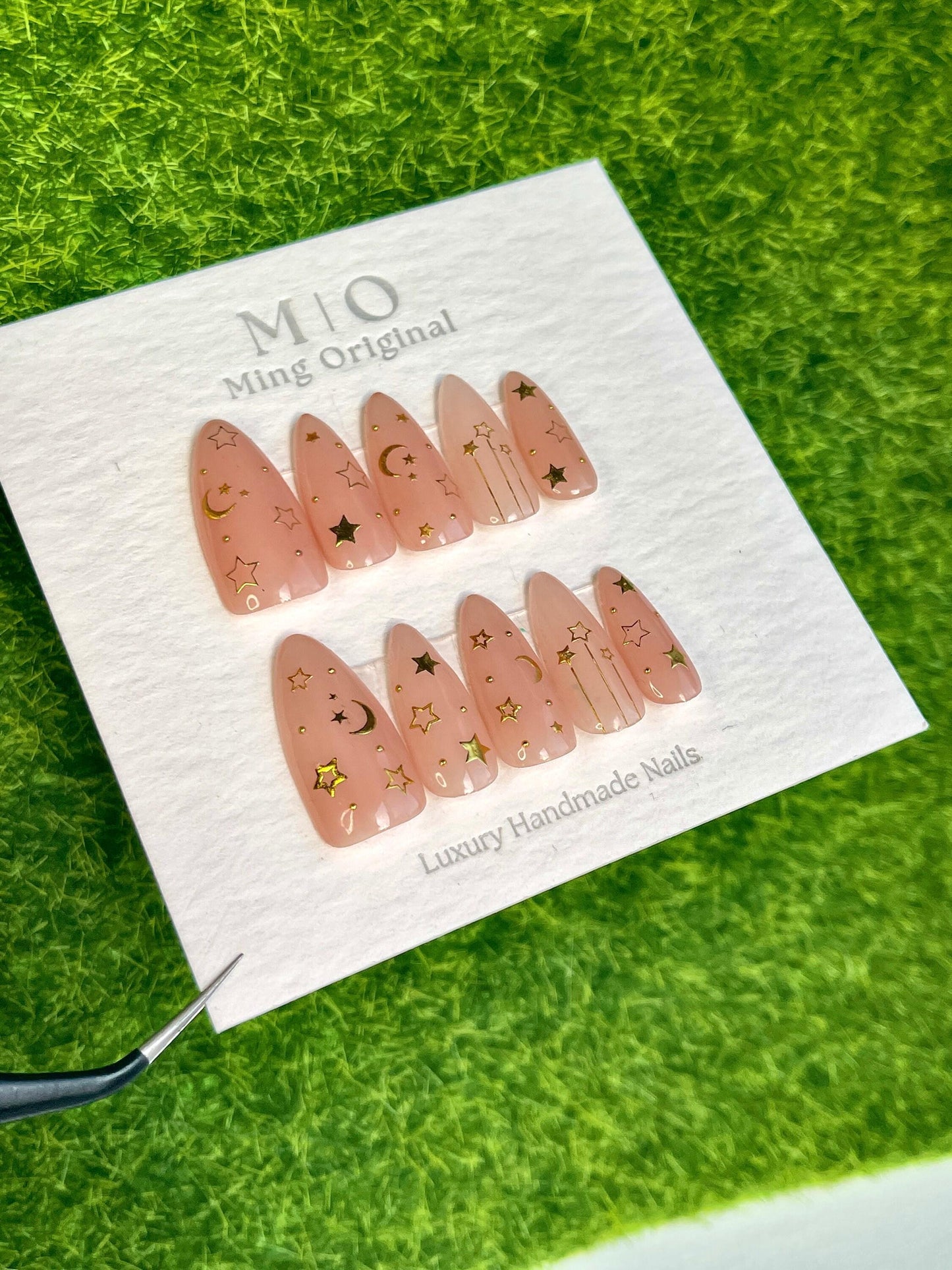 Reusable Nude Sailor moon acrylic & press on nail, Premium Hand paint Nails, Fake nails, Nail Artist Faux Nails, Handmade Gel Nails